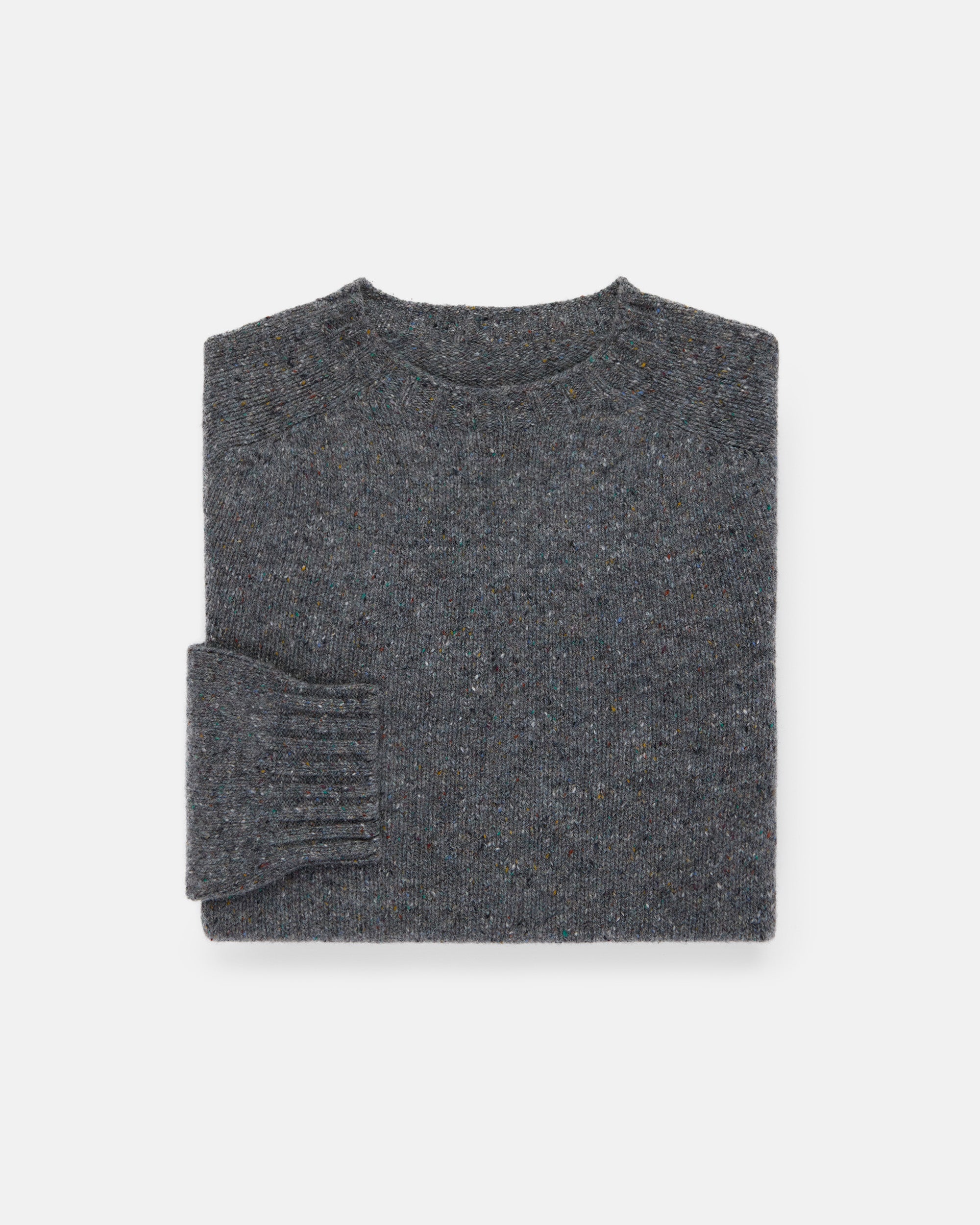 Made-in-Scotland Grey Donegal Crew Neck Sweater