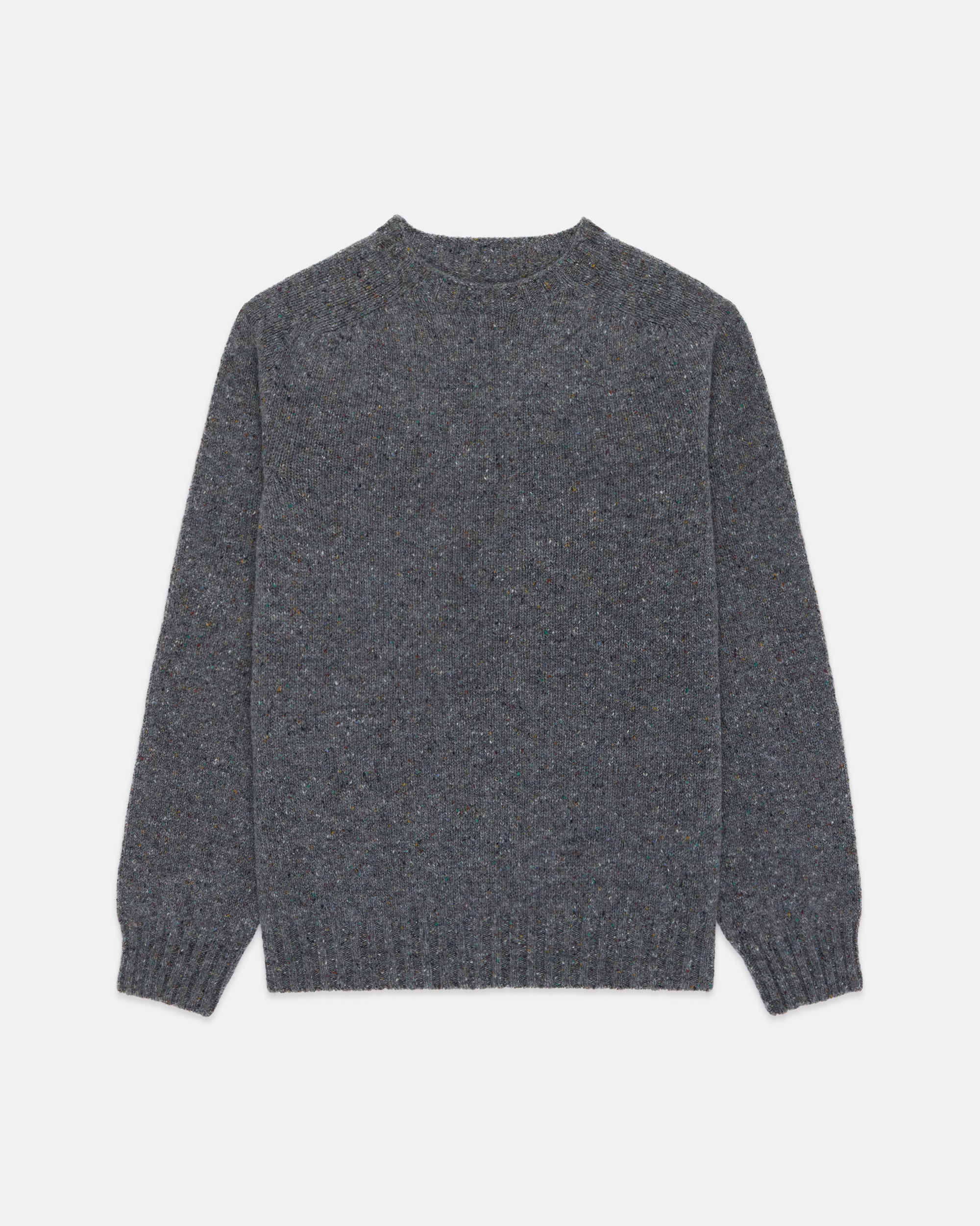 Made-in-Scotland Grey Donegal Crew Neck Sweater