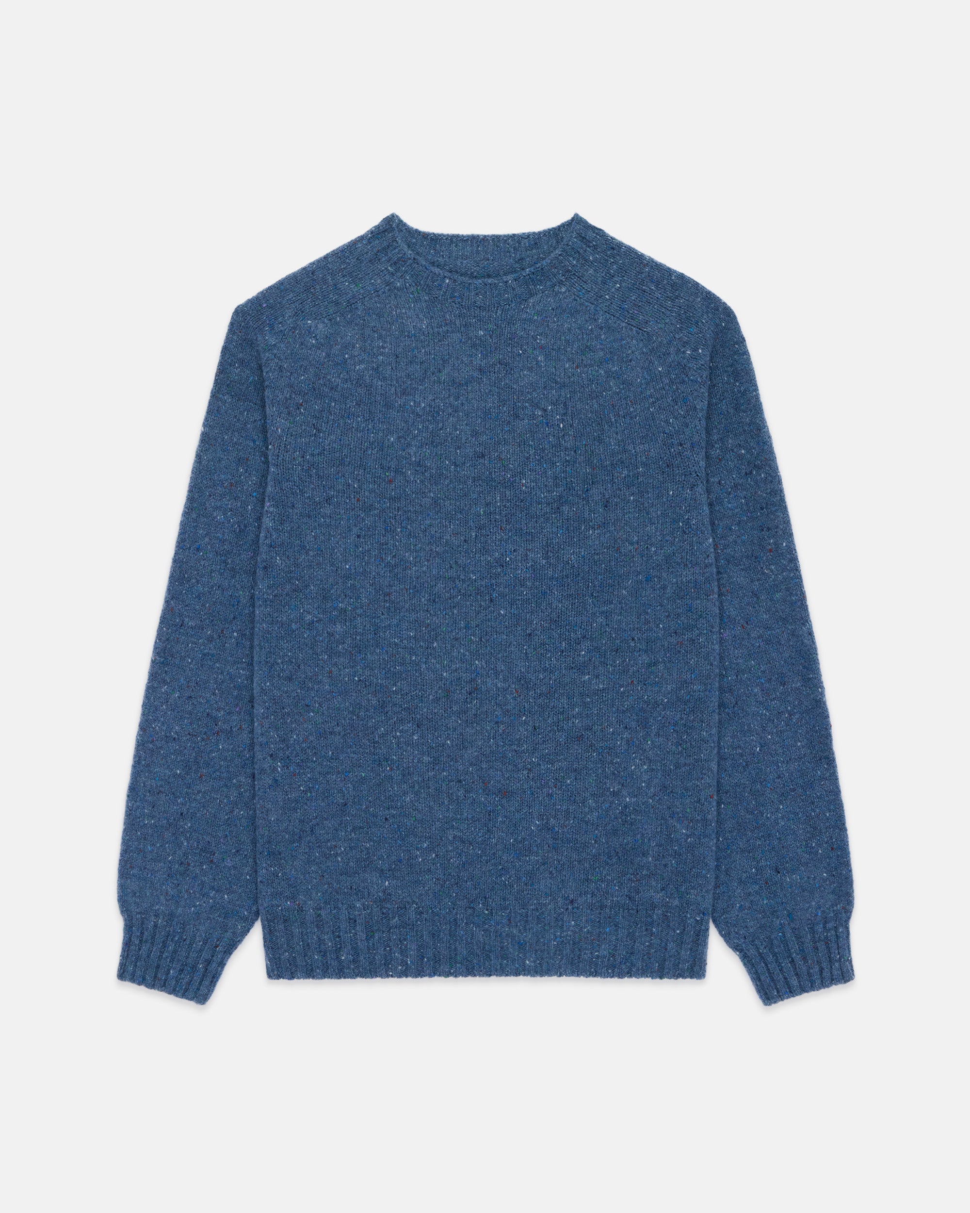 Made-in-Scotland Blue Donegal Crew Neck Sweater