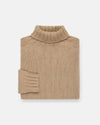 Made-in-Scotland Camel Lambswool Turtle Neck Sweater