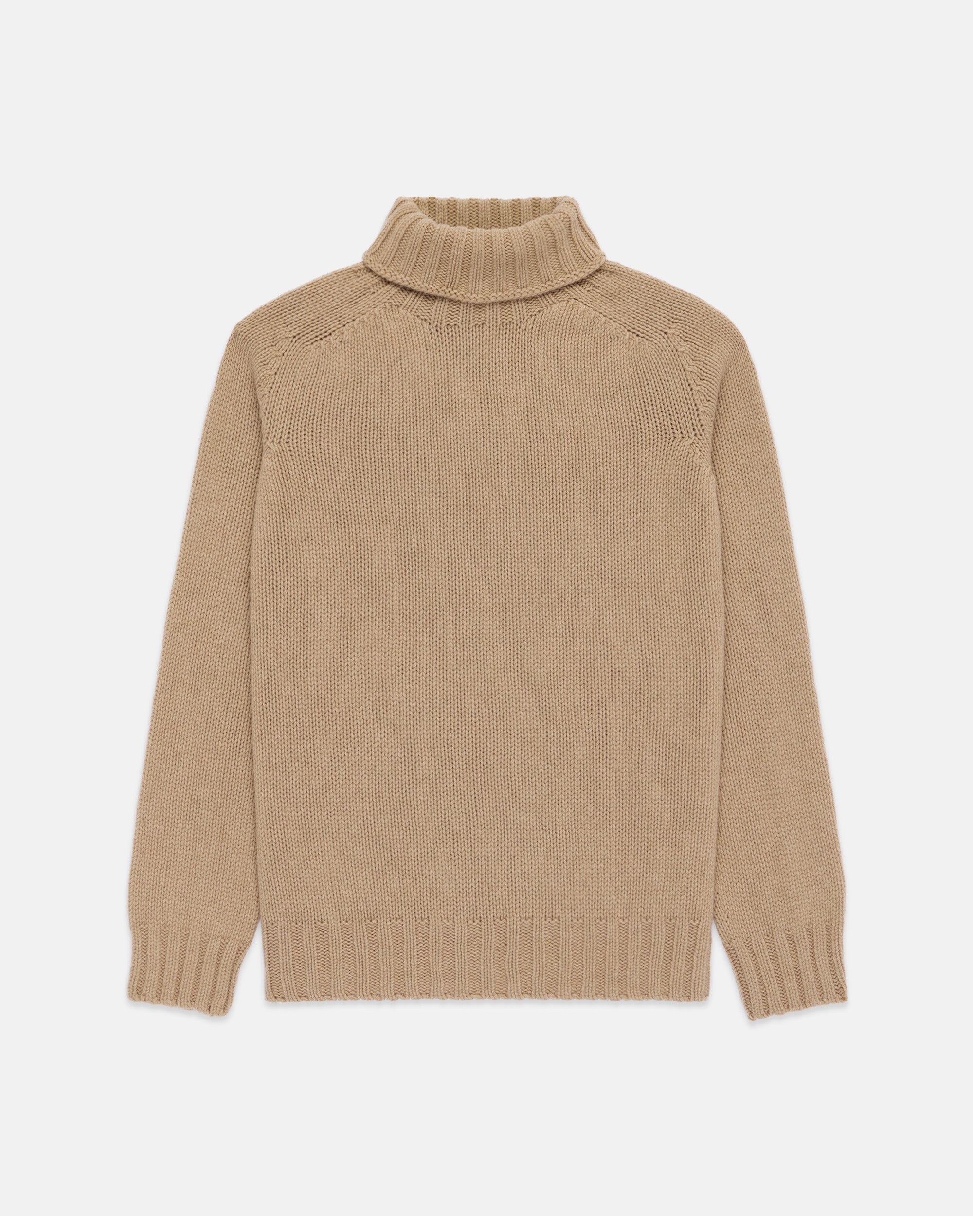 Made-in-Scotland Camel Lambswool Turtle Neck Sweater