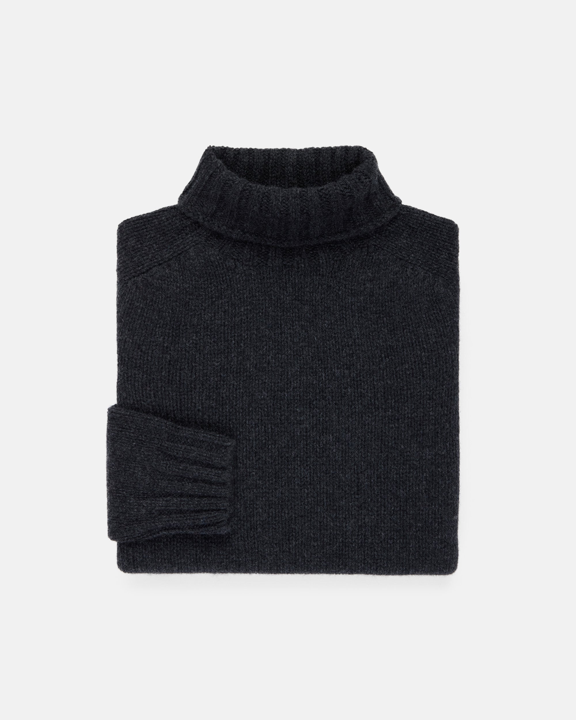 Made-in-Scotland Charcoal Lambswool Turtle Neck Sweater