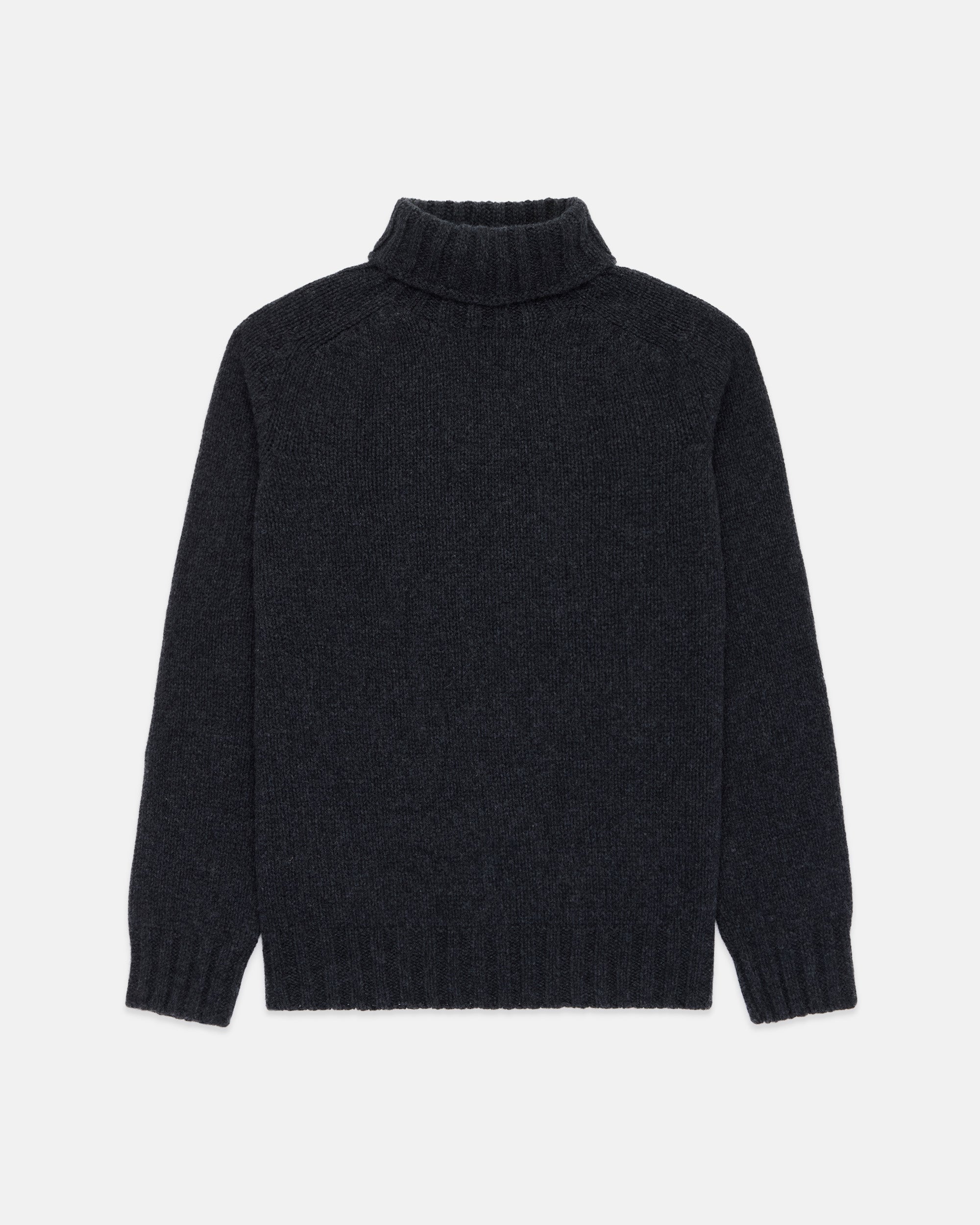 Made-in-Scotland Charcoal Lambswool Turtle Neck Sweater