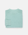 Made-in-Scotland Icy Blue Lambswool Shaker Stitch Crew Neck Sweater