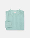 Made-in-Scotland Icy Blue Lambswool Shaker Stitch Crew Neck Sweater