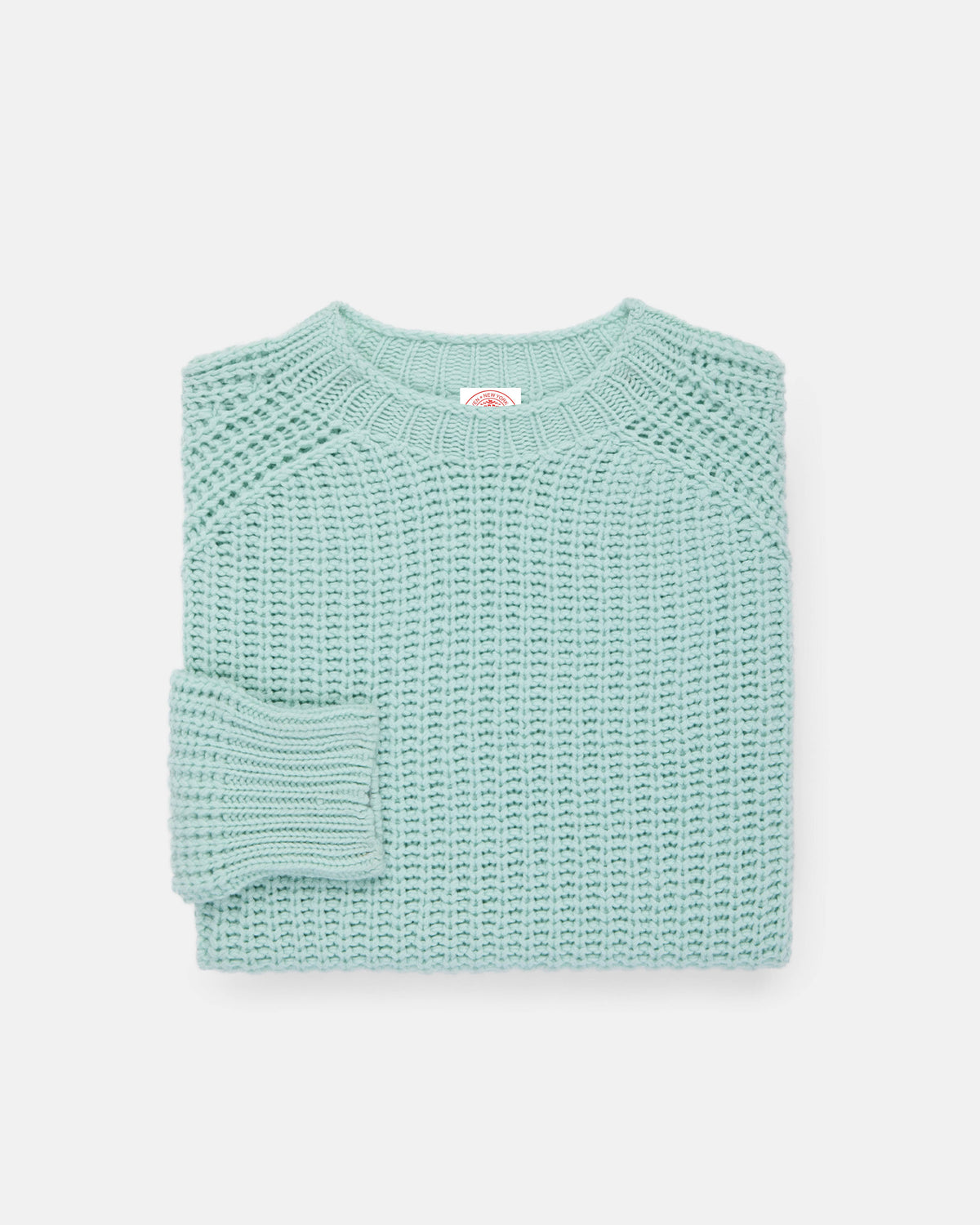 Made-in-Scotland Icy Blue Lambswool Shaker Stitch Crew Neck Sweater