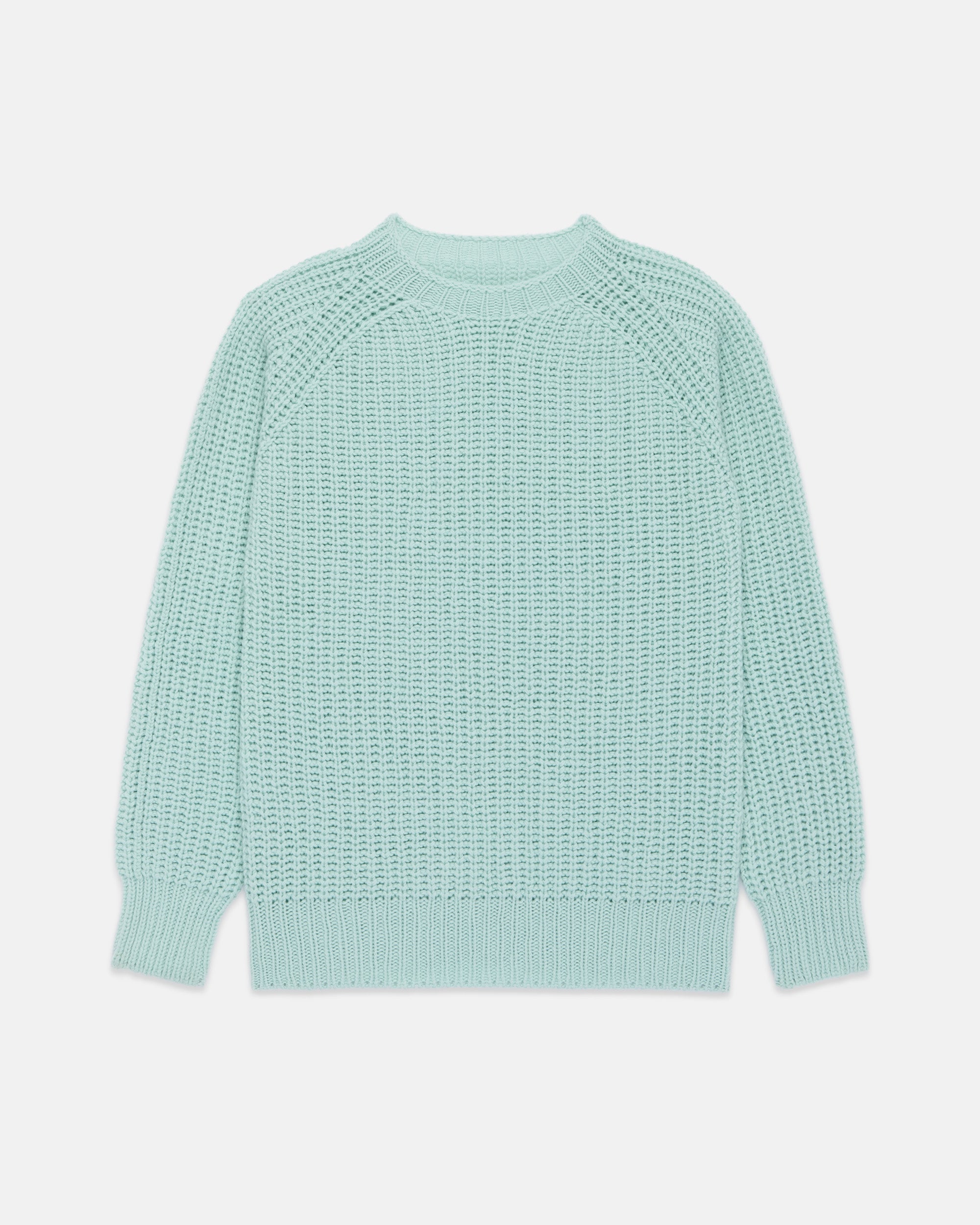 Made-in-Scotland Icy Blue Lambswool Shaker Stitch Crew Neck Sweater