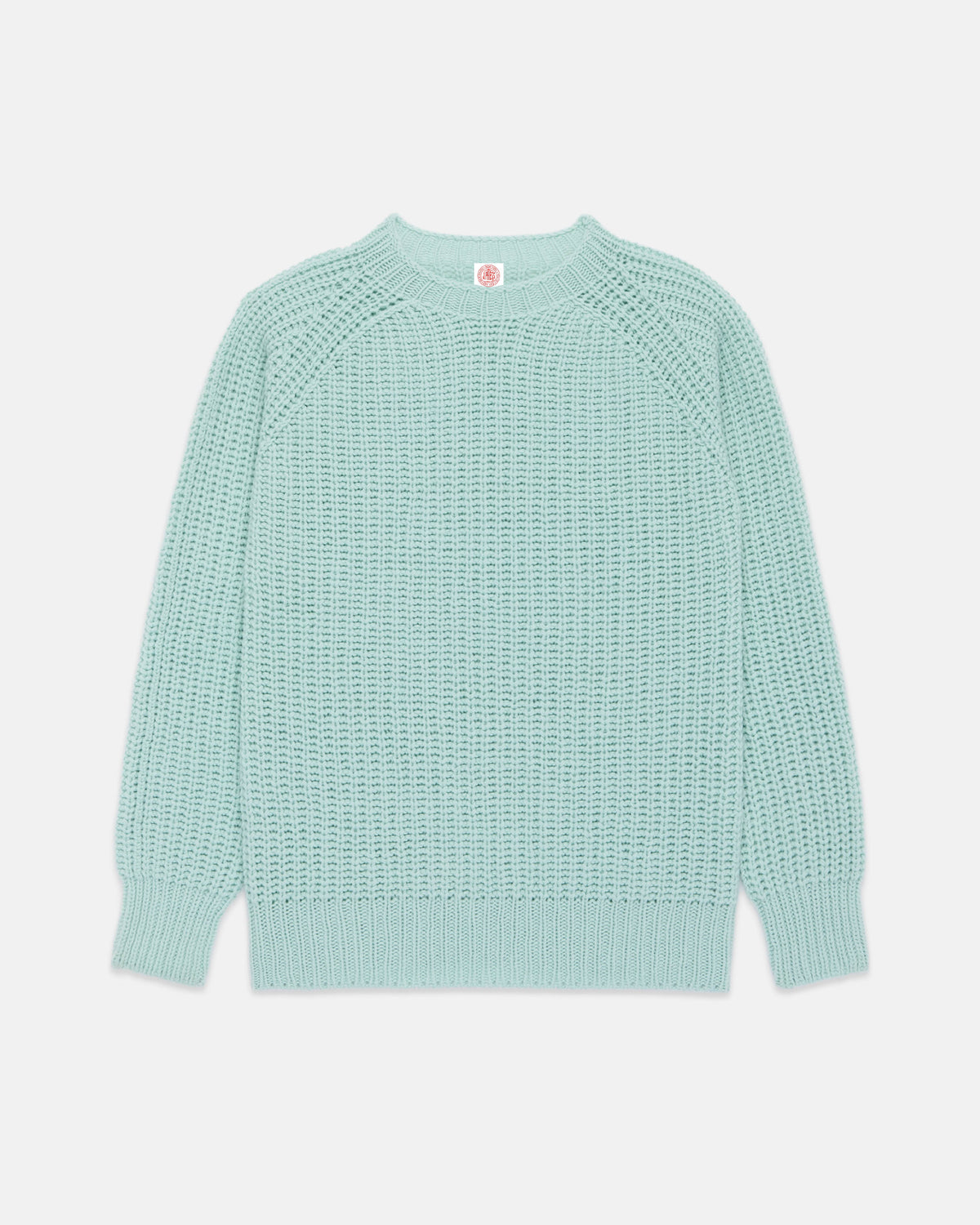 Made-in-Scotland Icy Blue Lambswool Shaker Stitch Crew Neck Sweater