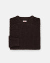 Made-in-Scotland Dark Brown Lambswool Shaker Stitch Crew Neck Sweater