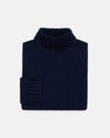 Made-in-Scotland Navy Lambswool Turtle Neck Sweater