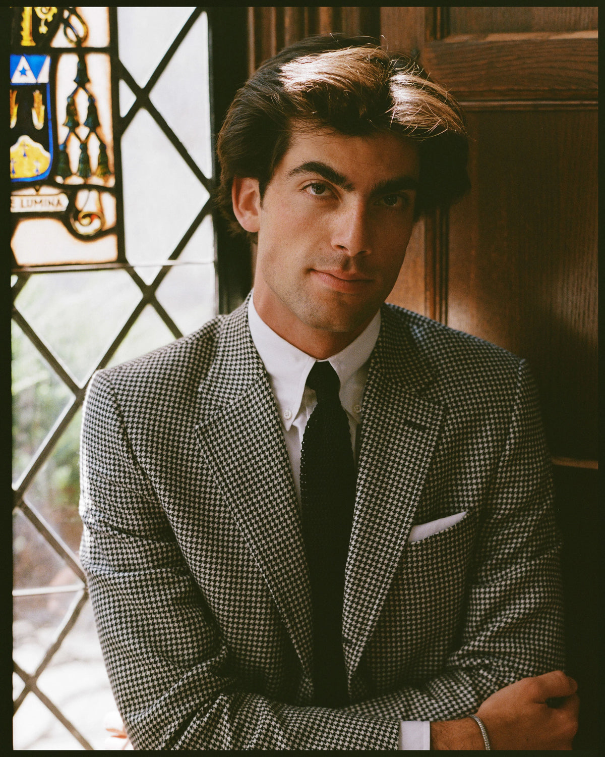 Made-in-Canada Black & White Houndstooth Pure Cashmere Sport Coat