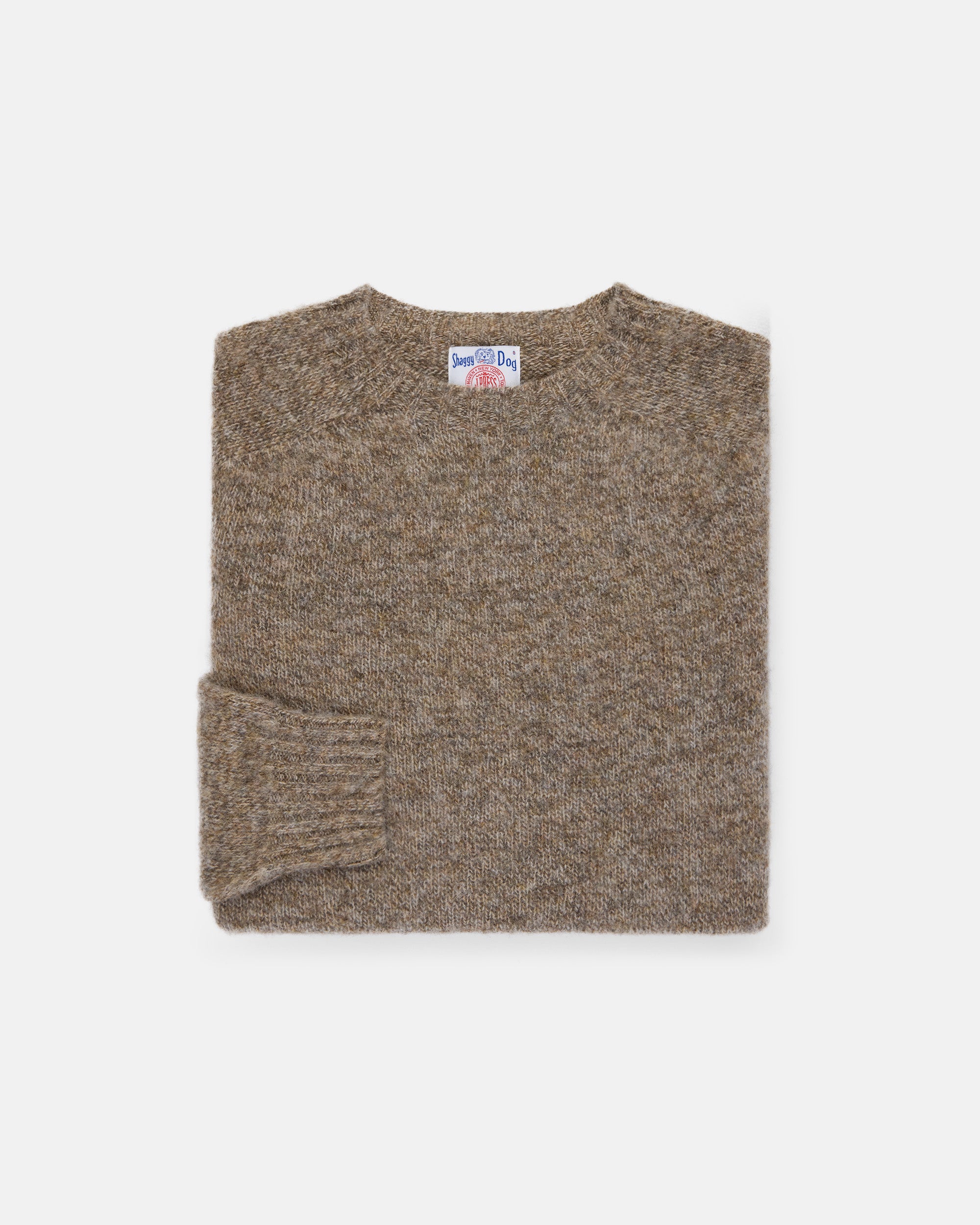 Made-in-Scotland Grey & Brown Mix Shaggy Dog Sweater  - Trim Fit