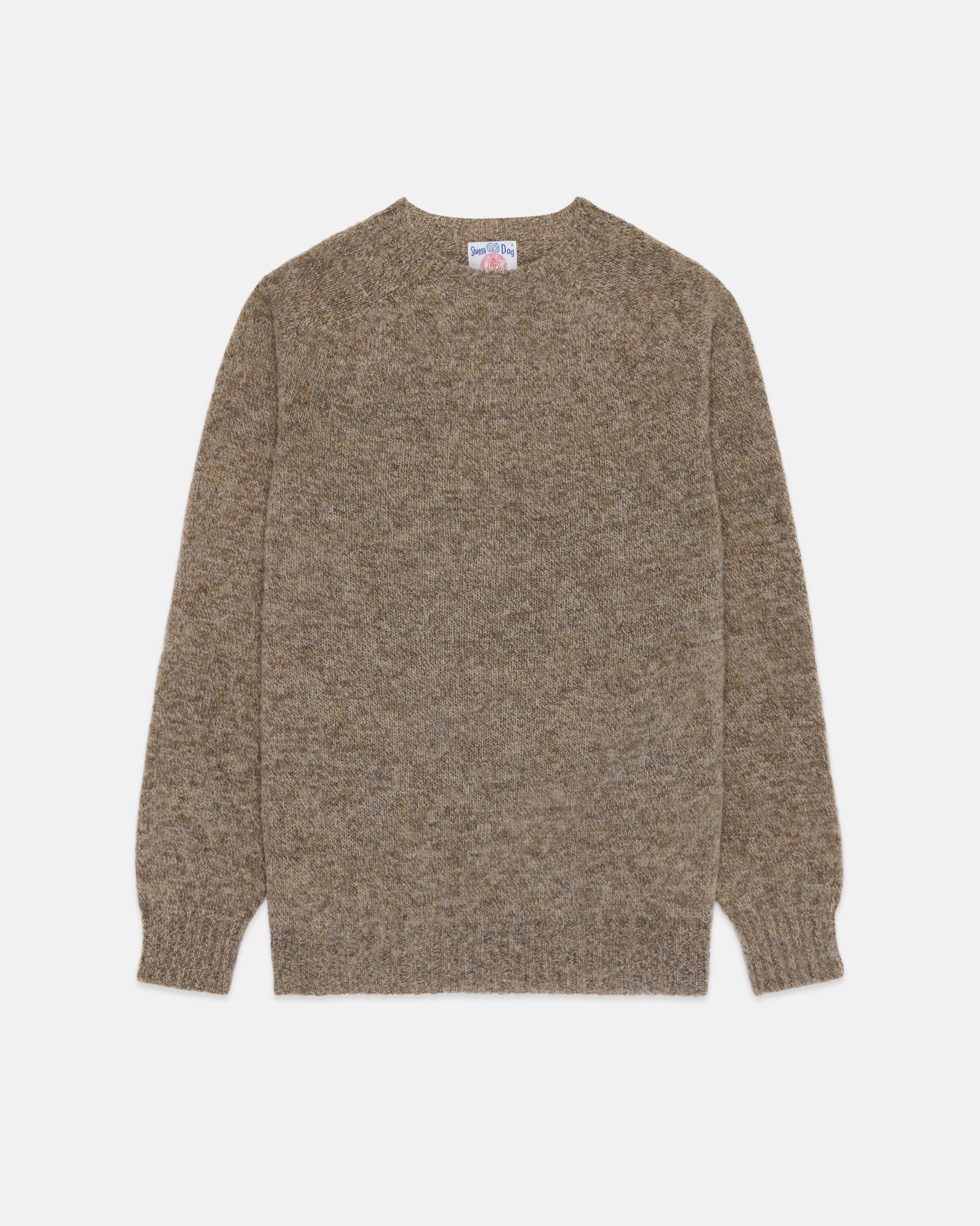 Made-in-Scotland Grey & Brown Mix Shaggy Dog Sweater  - Trim Fit