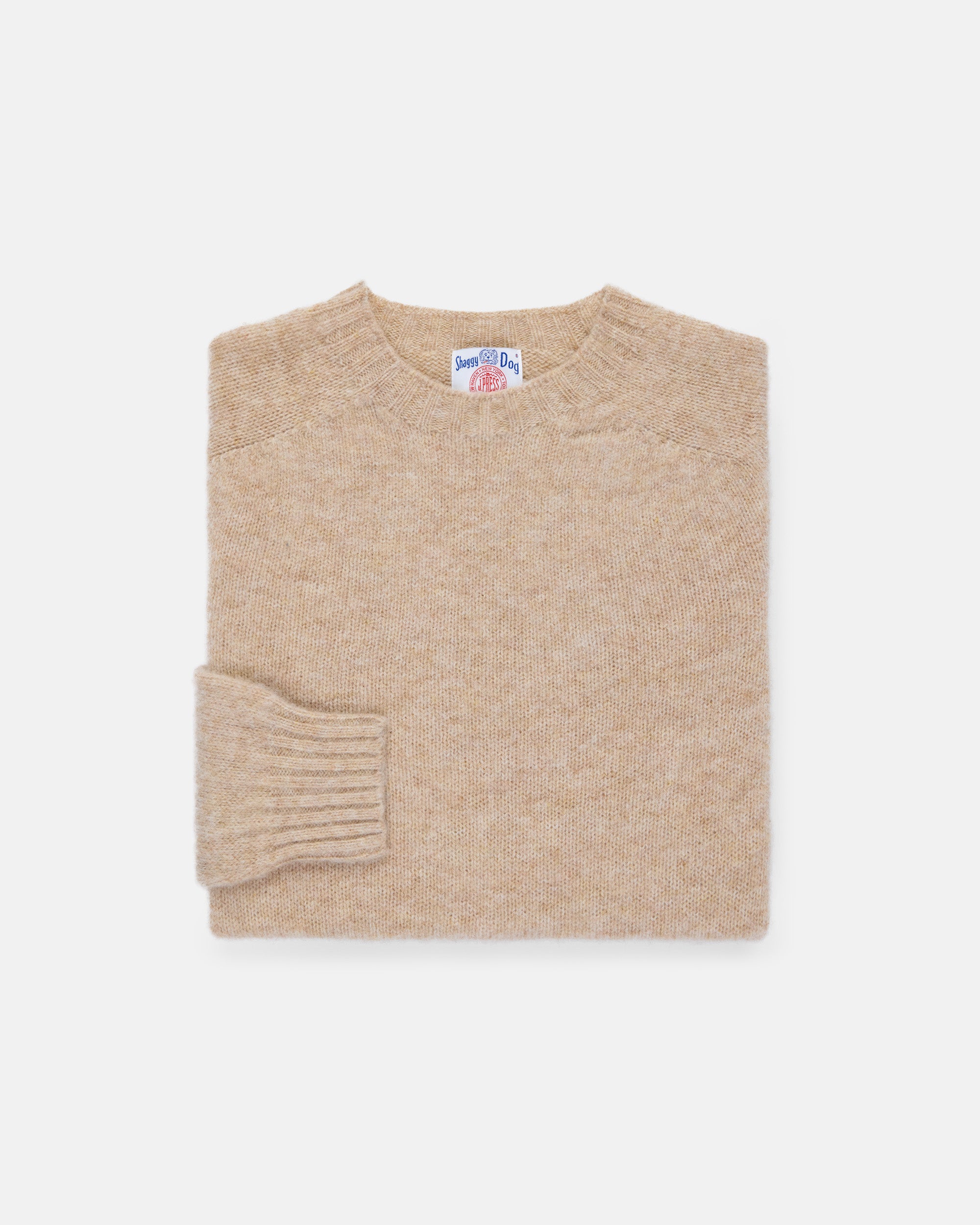 Made-in-Scotland Light Tan Shaggy Dog Sweater  - Trim Fit