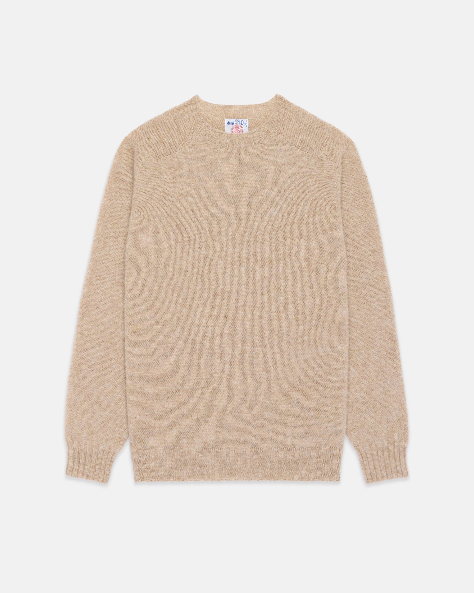 Made-in-Scotland Light Tan Shaggy Dog Sweater  - Trim Fit