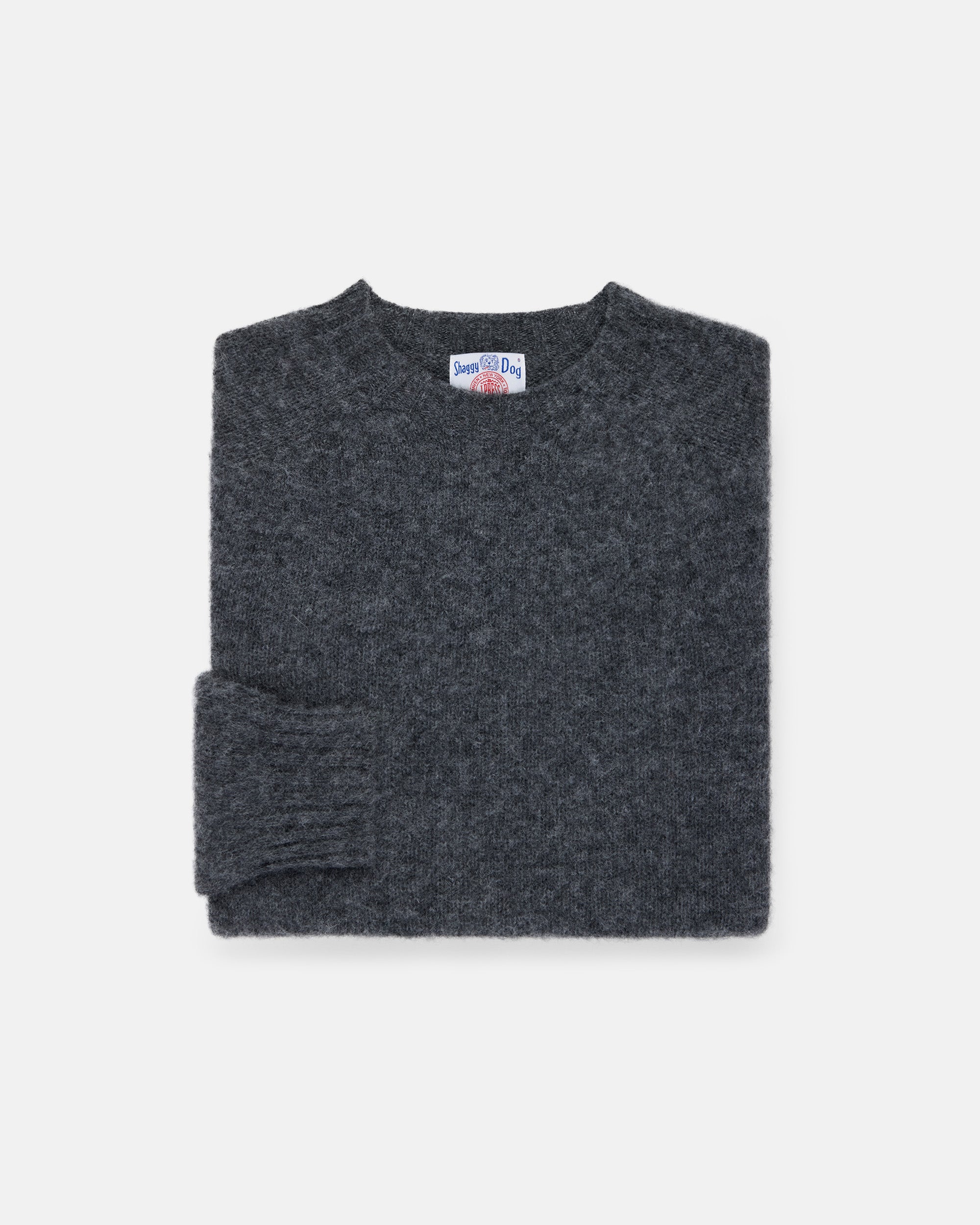 Made-in-Scotland Medium Grey Shaggy Dog Sweater  - Trim Fit