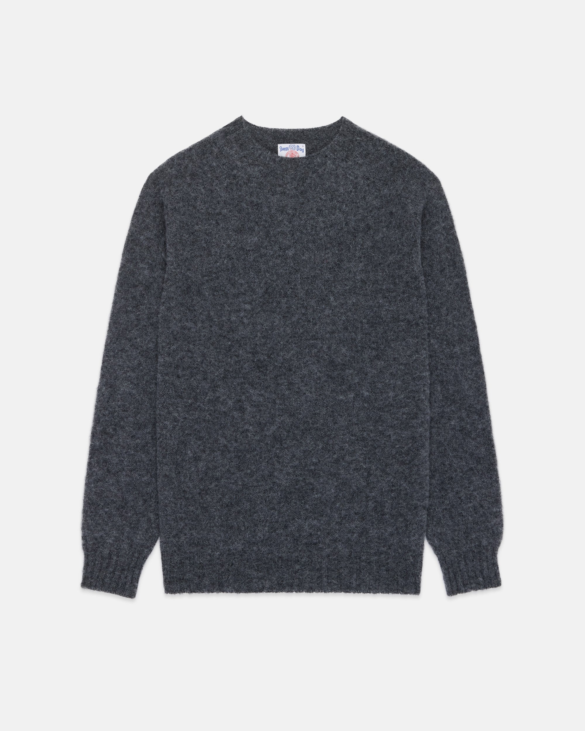 Made-in-Scotland Medium Grey Shaggy Dog Sweater  - Trim Fit