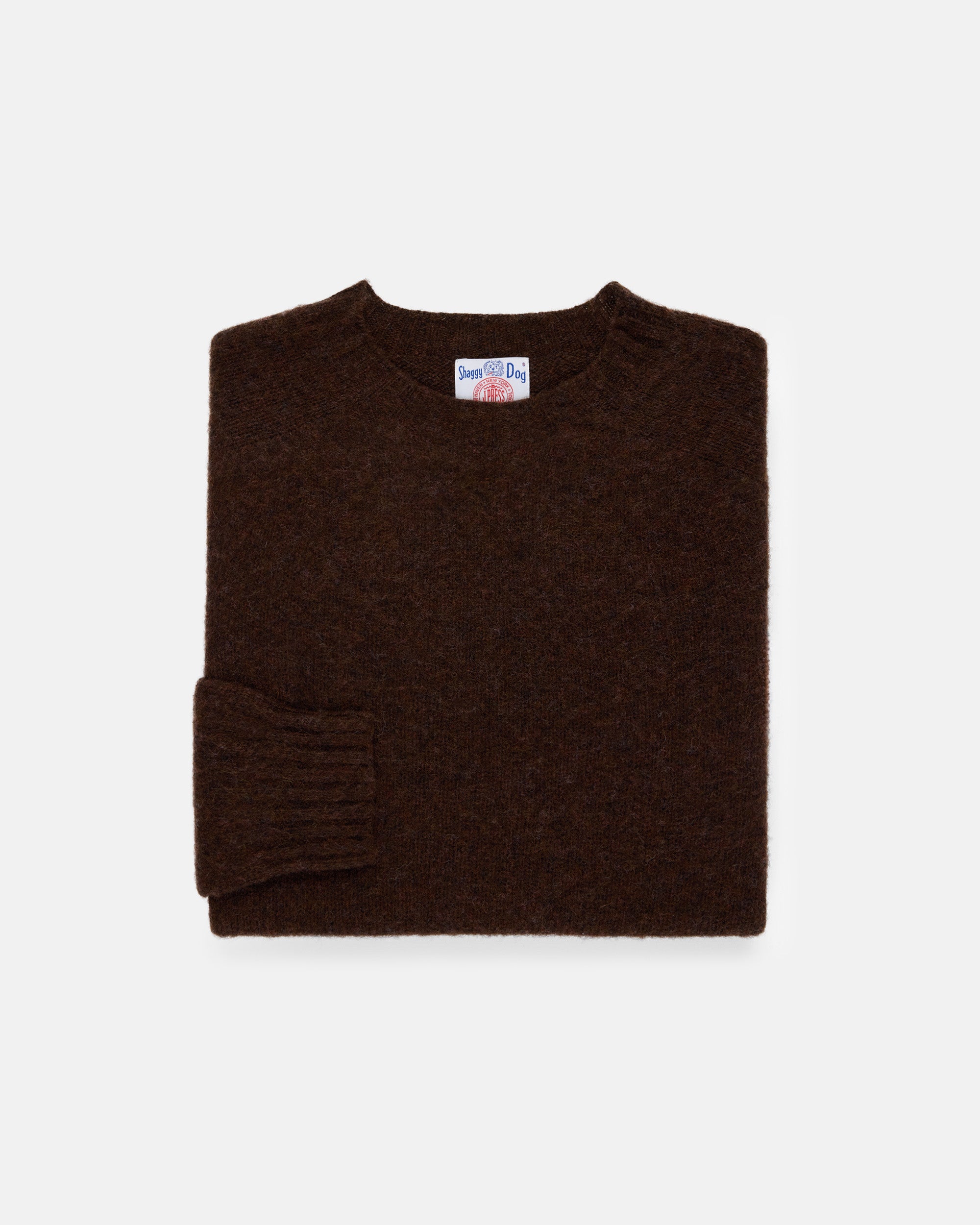 Made-in-Scotland Brown Shaggy Dog Sweater  - Trim Fit