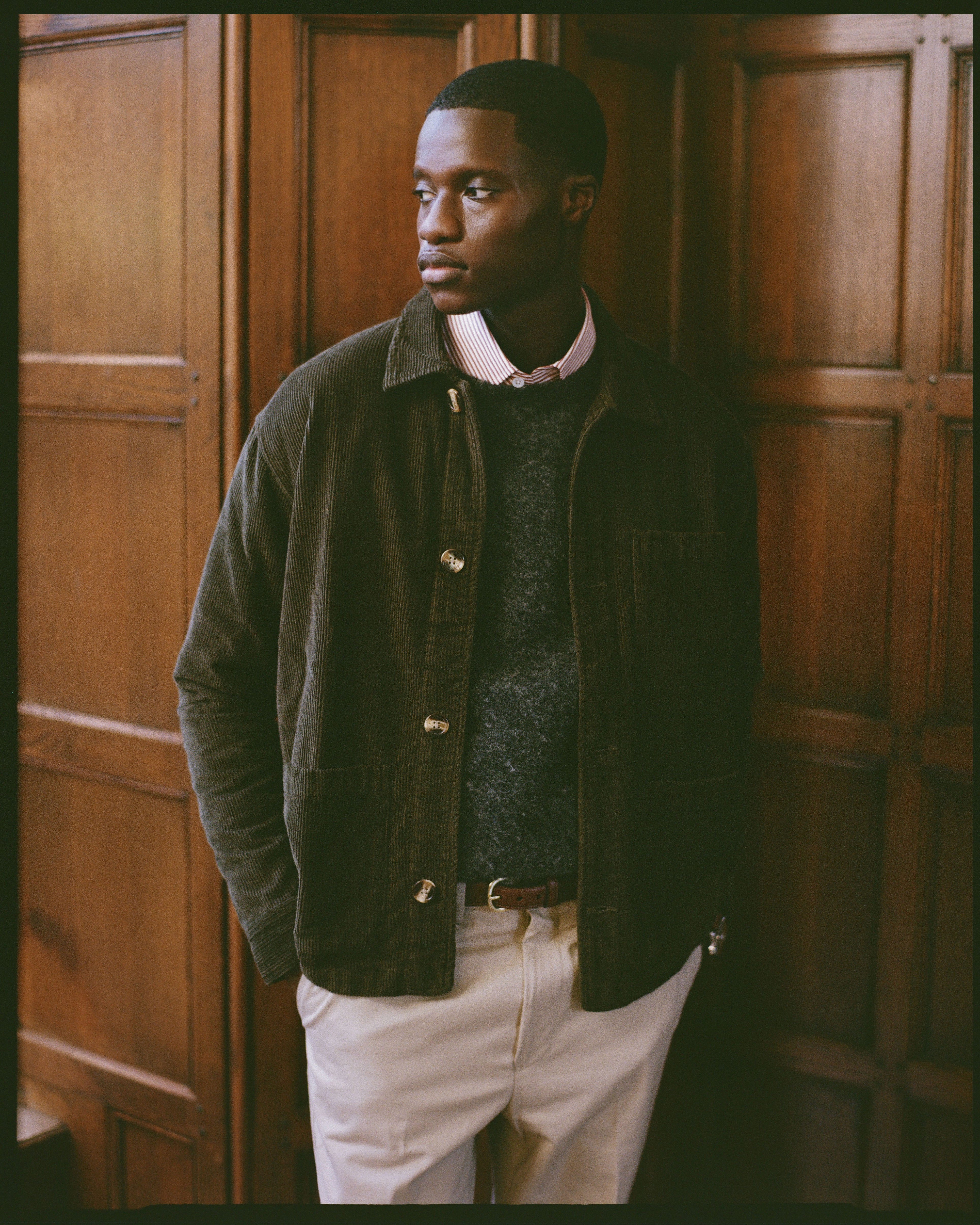 Olive Corduroy Chore Coat - Trim Fit