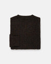 Made-in-Scotland Dark Brown Shaggy Dog Cable Knit Sweater  - Classic Fit
