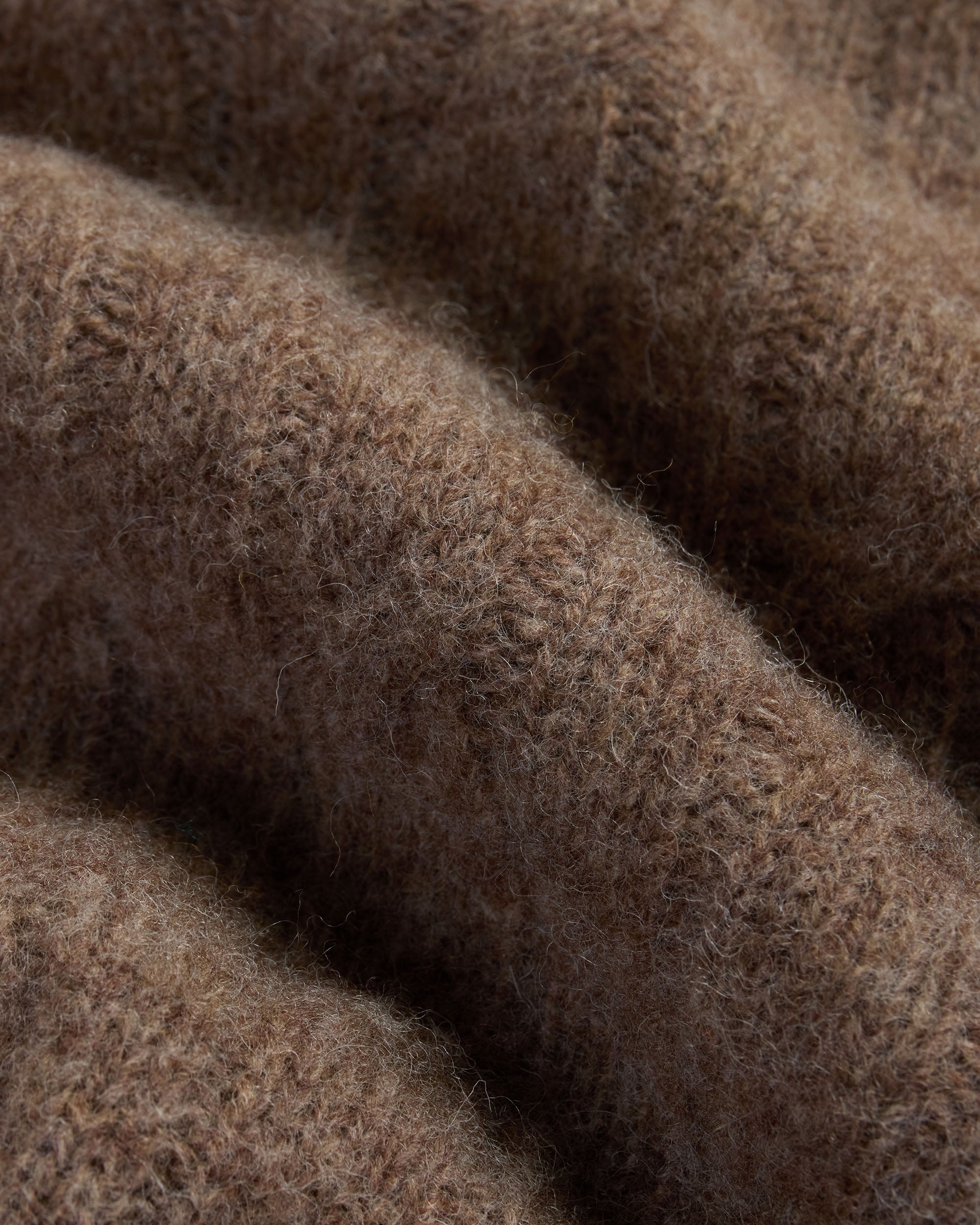 Made-in-Scotland Light Brown Shaggy Dog Cable Knit Sweater  - Classic Fit