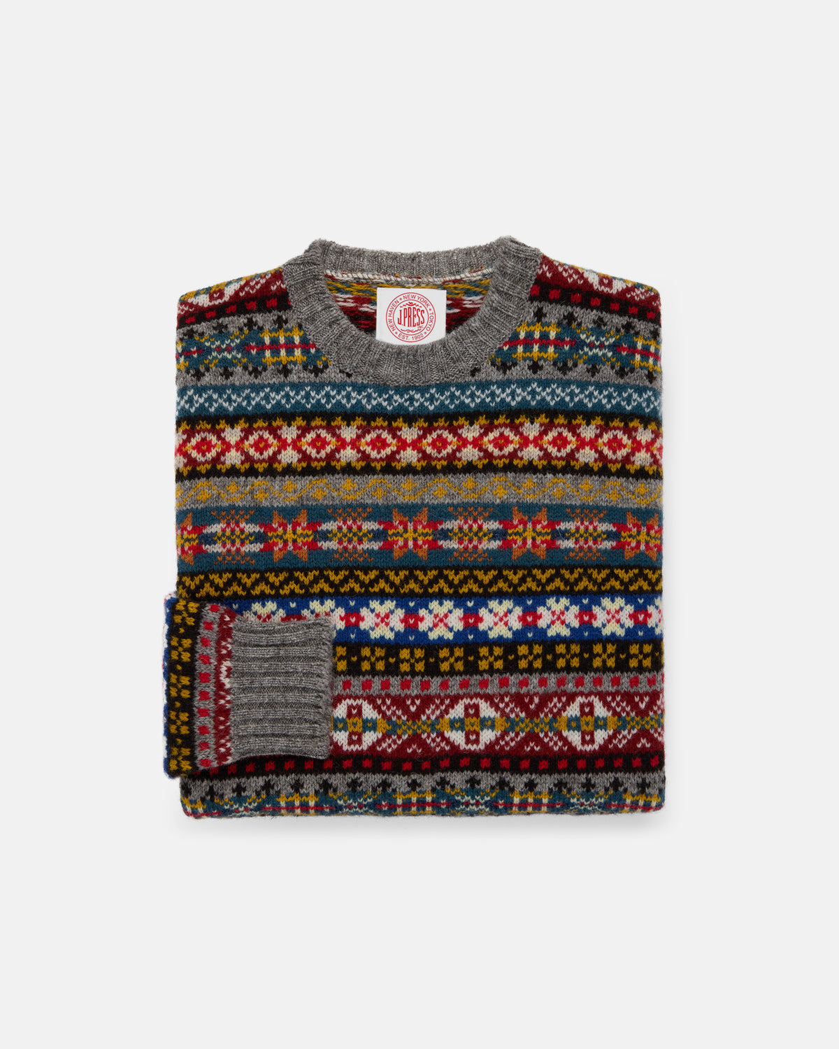 Made-in-Scotland Fair Isle Crew Neck Sweater