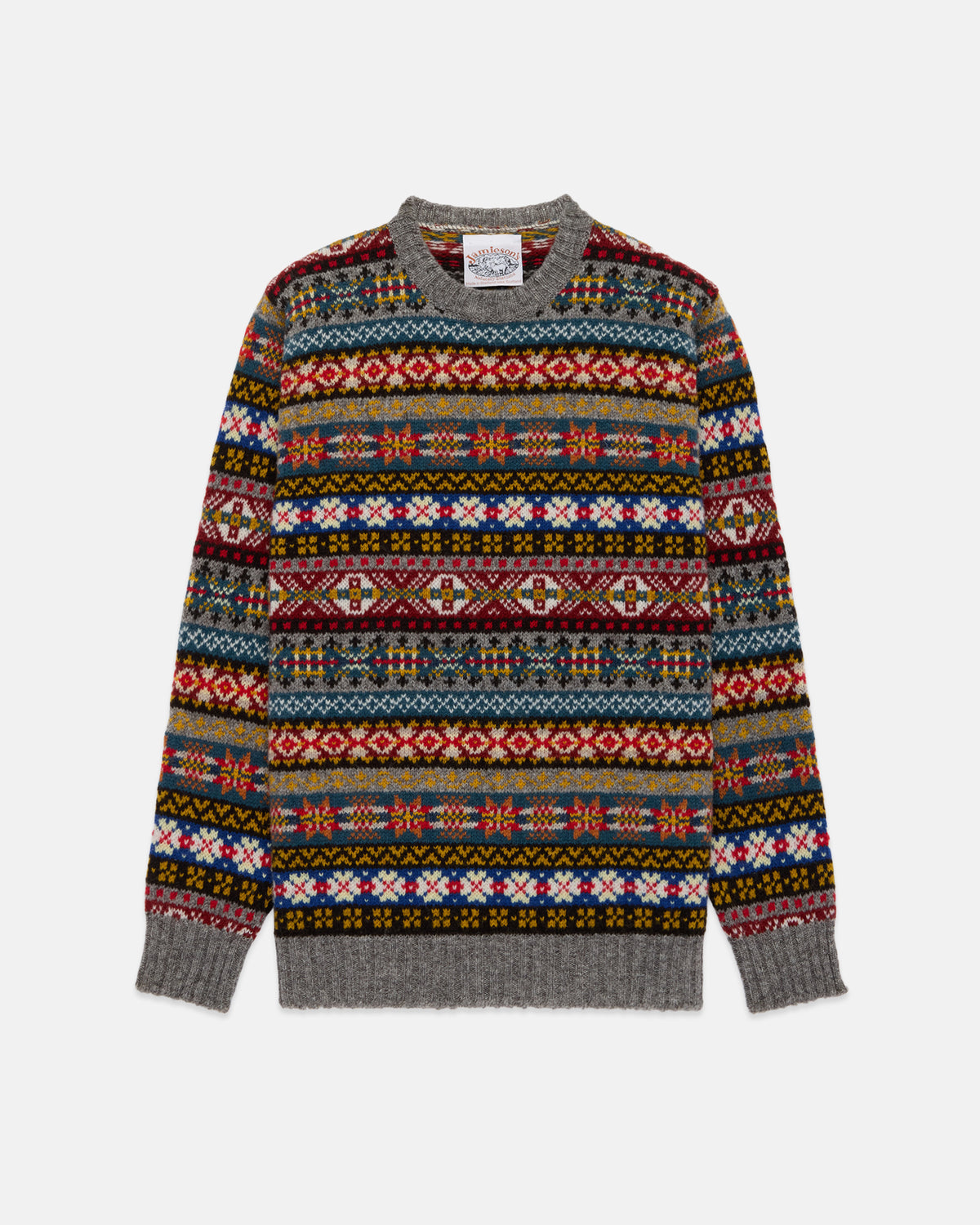 Made-in-Scotland Fair Isle Crew Neck Sweater