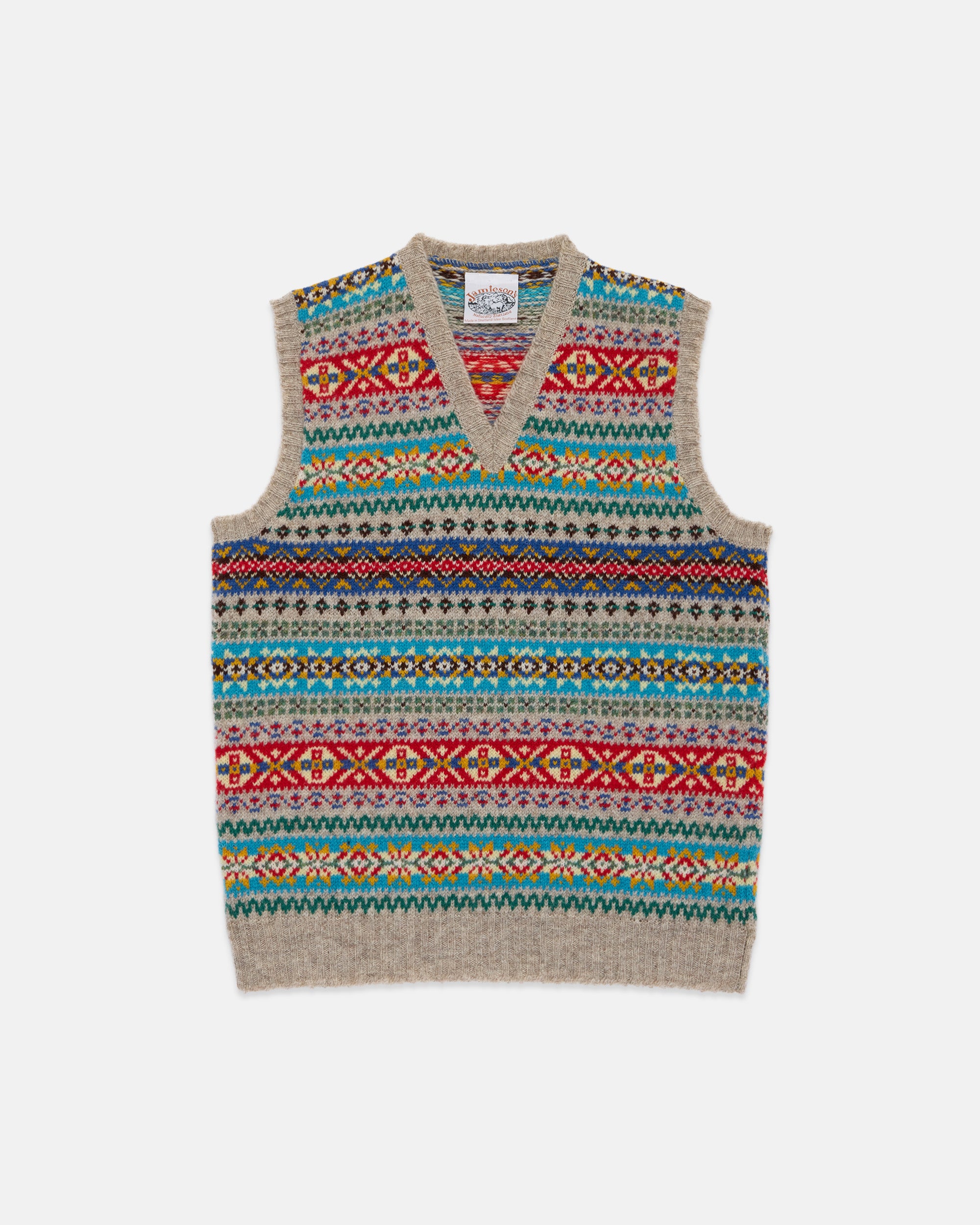 Made-in-Scotland Ivory Fair Isle Sweater Vest