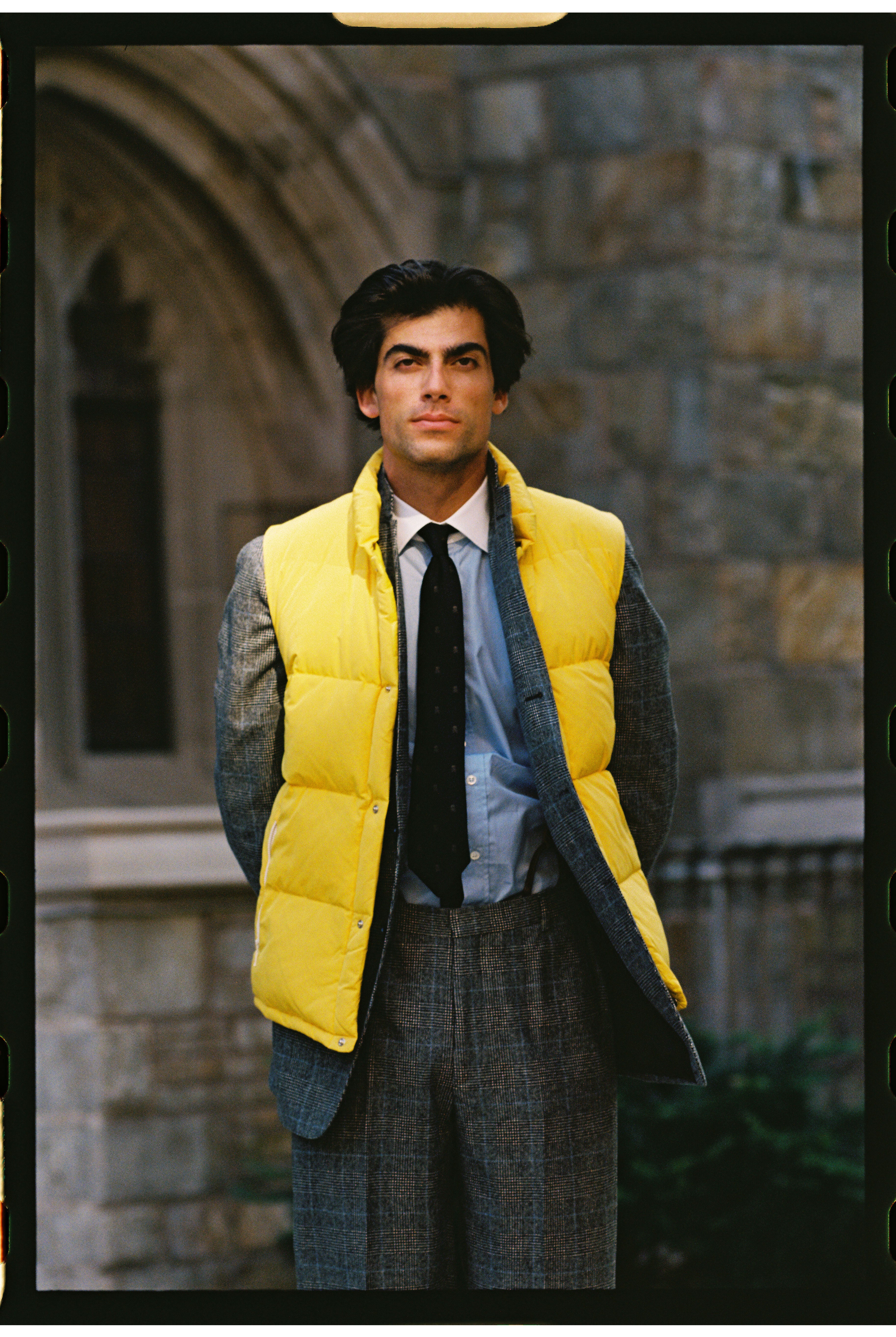 Yellow Down Puffer Vest - Trim Fit