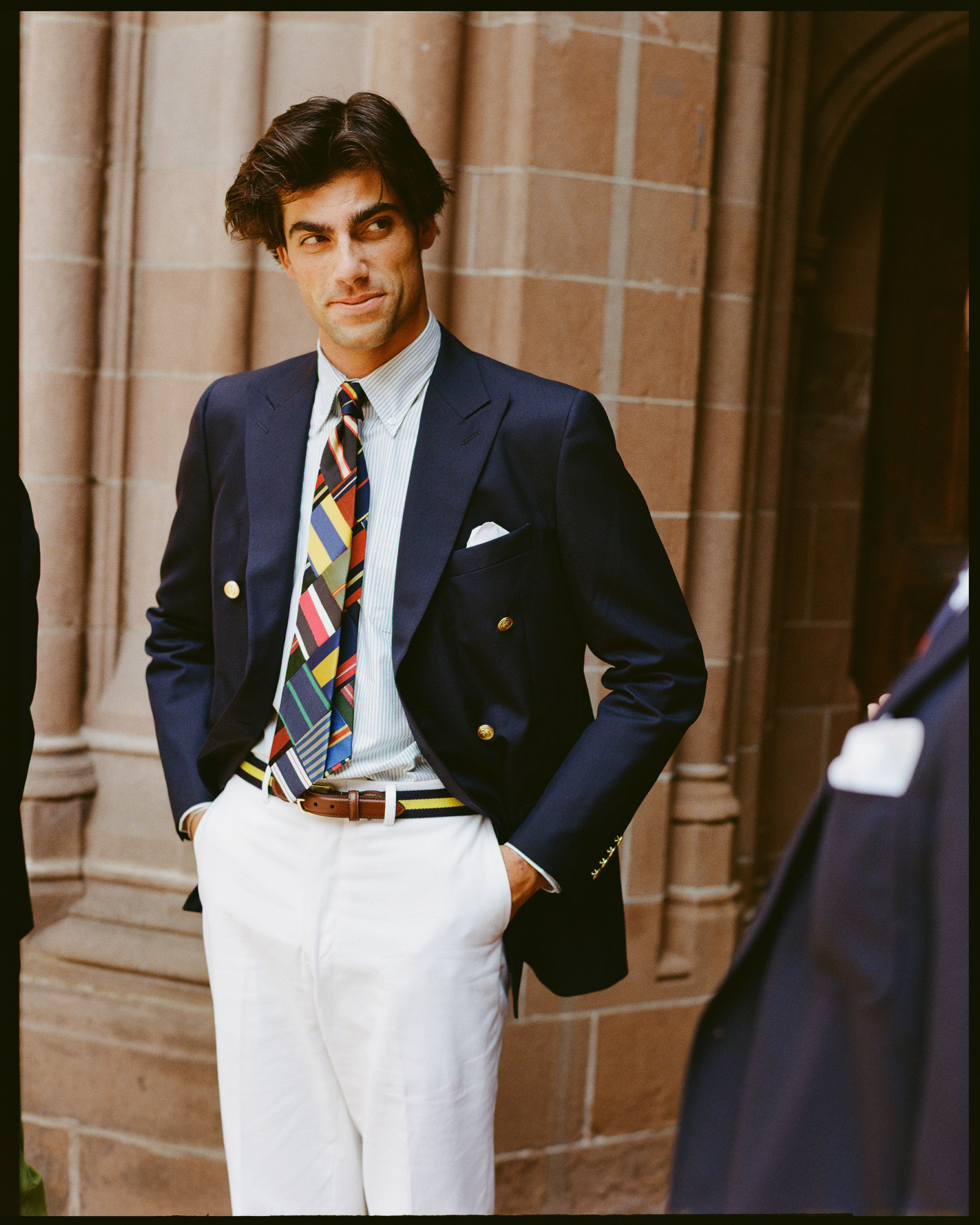 Navy Double Breasted Tropical Wool Blazer | J.PRESS