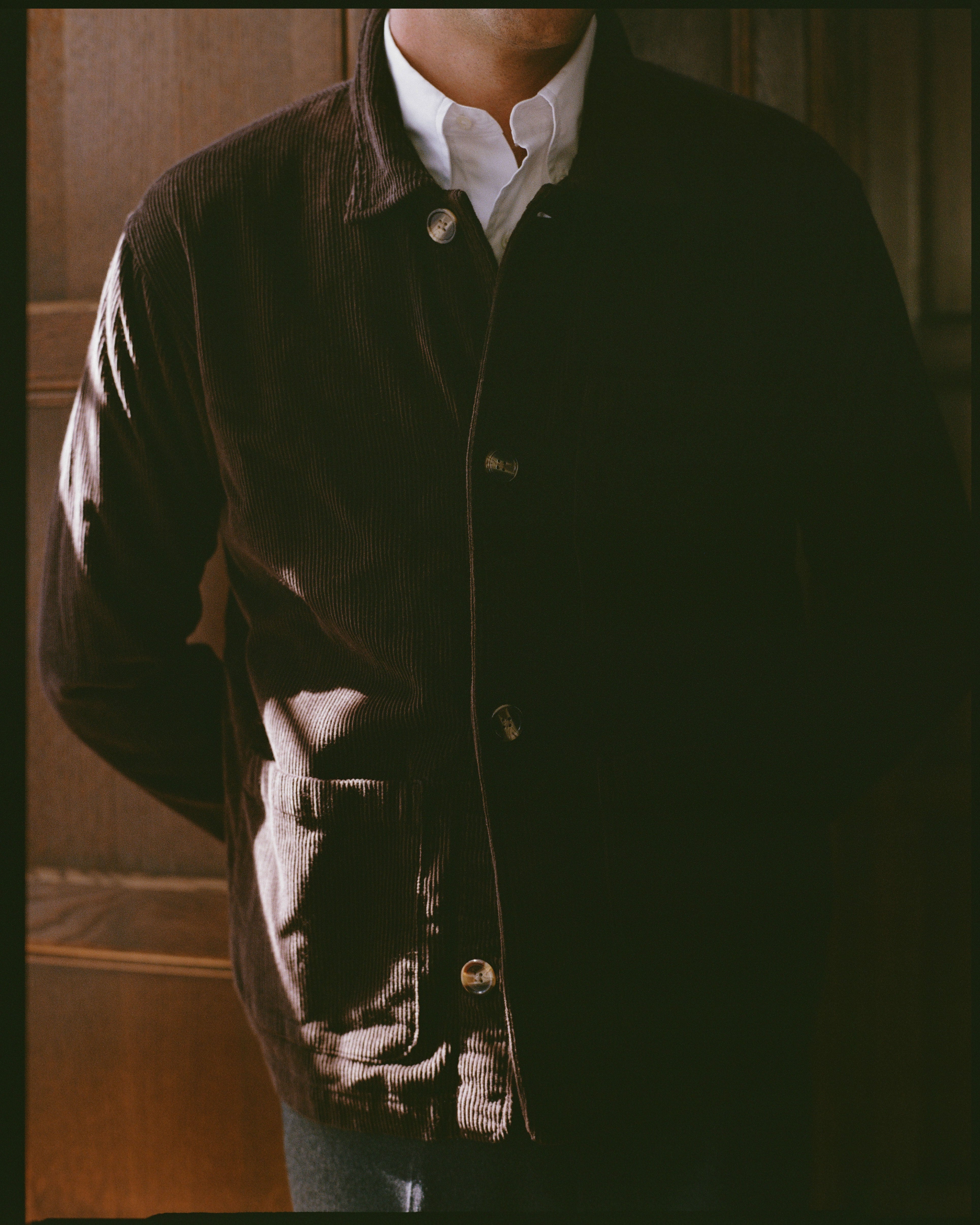 Brown Corduroy Chore Coat - Trim Fit