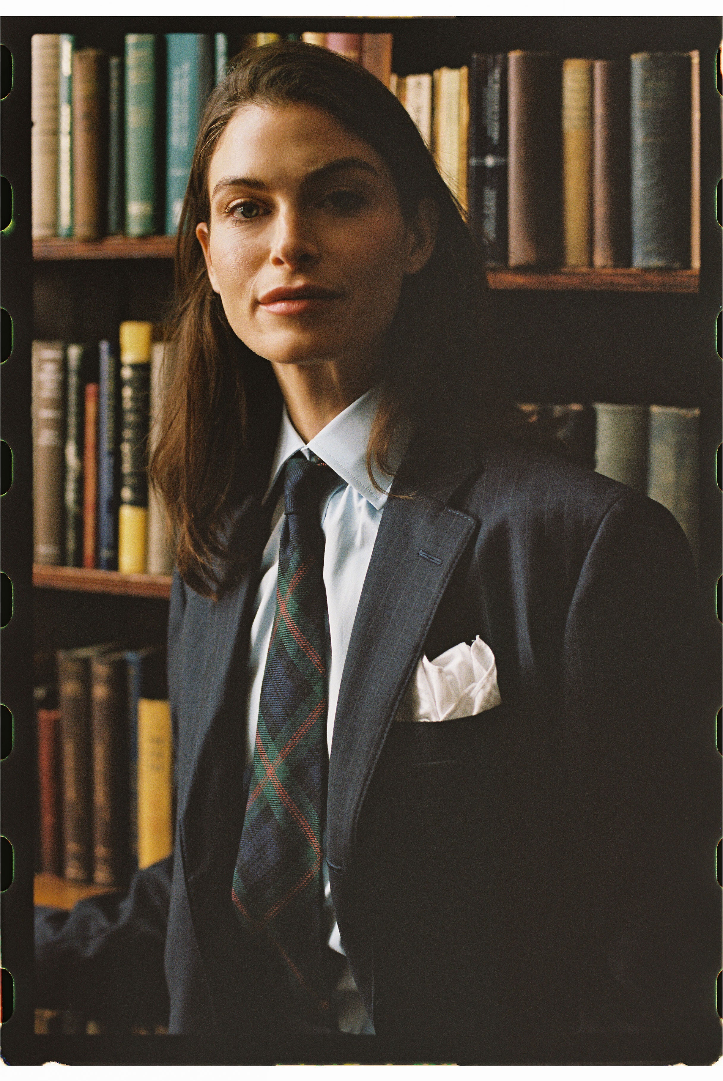 Made-in-USA Navy Chalkstripe Worsted Wool Ivy Model Suit