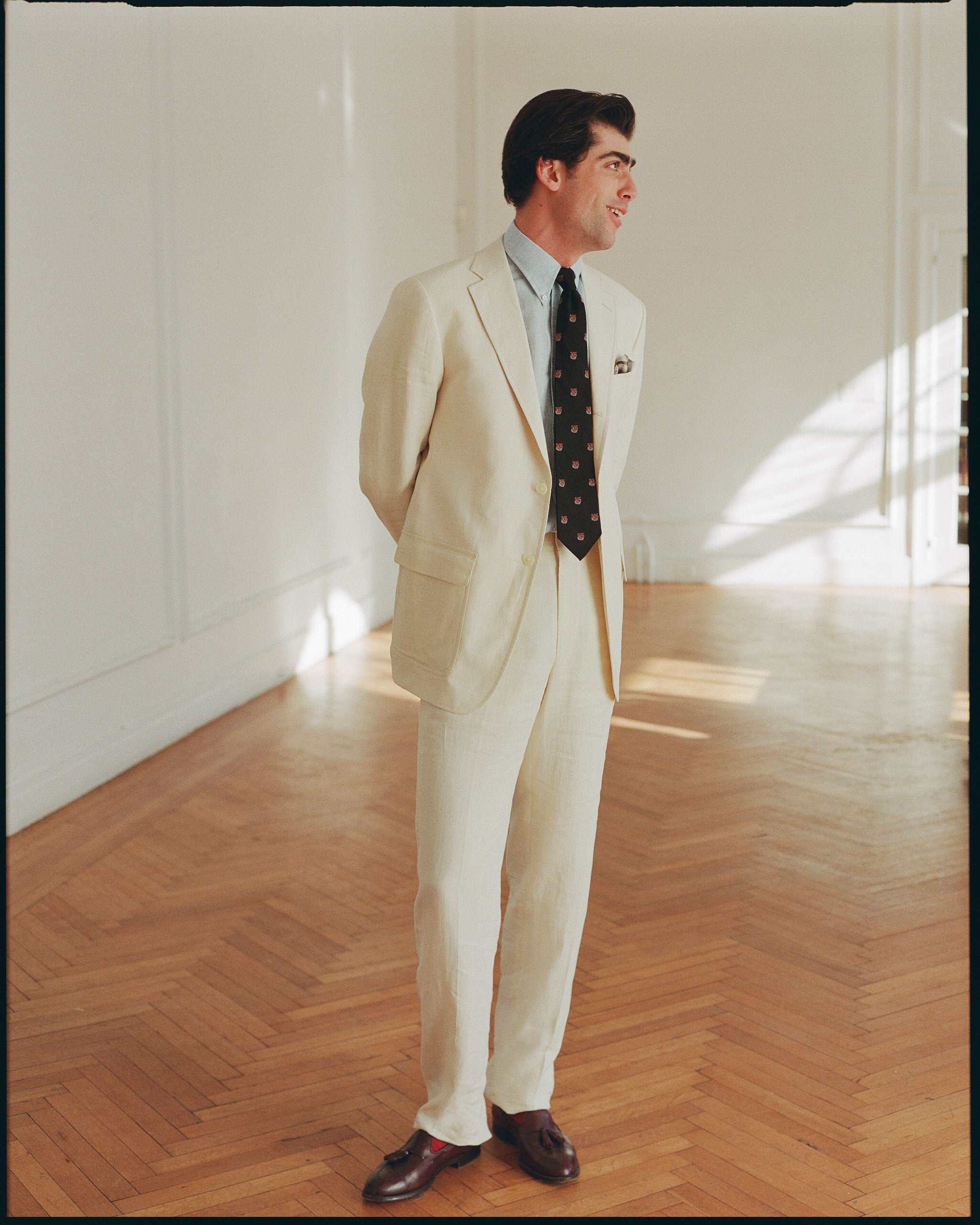 Made-in-USA Ivory Linen Trouser