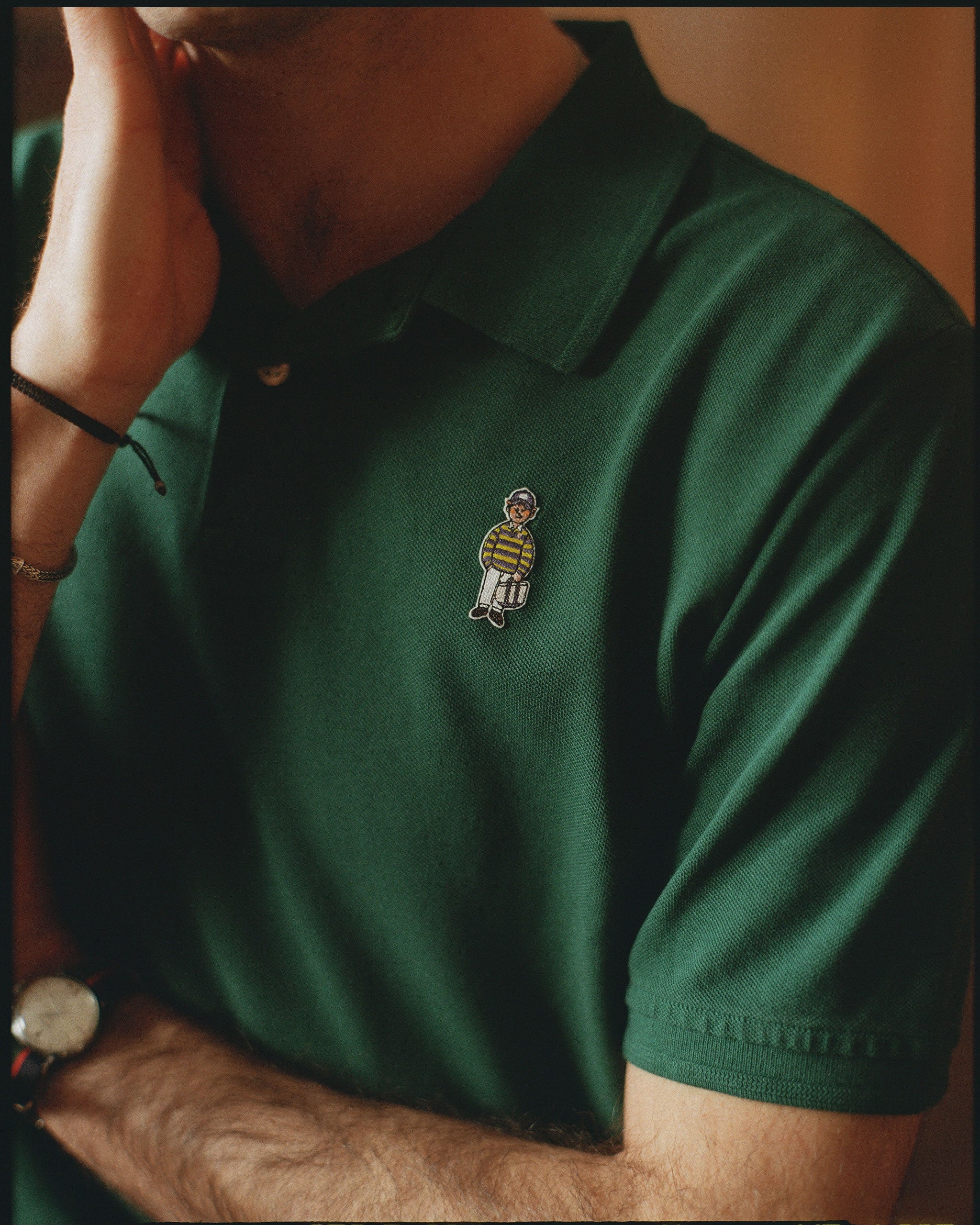 Dark Green Ivy Guy Cotton Pique Polo