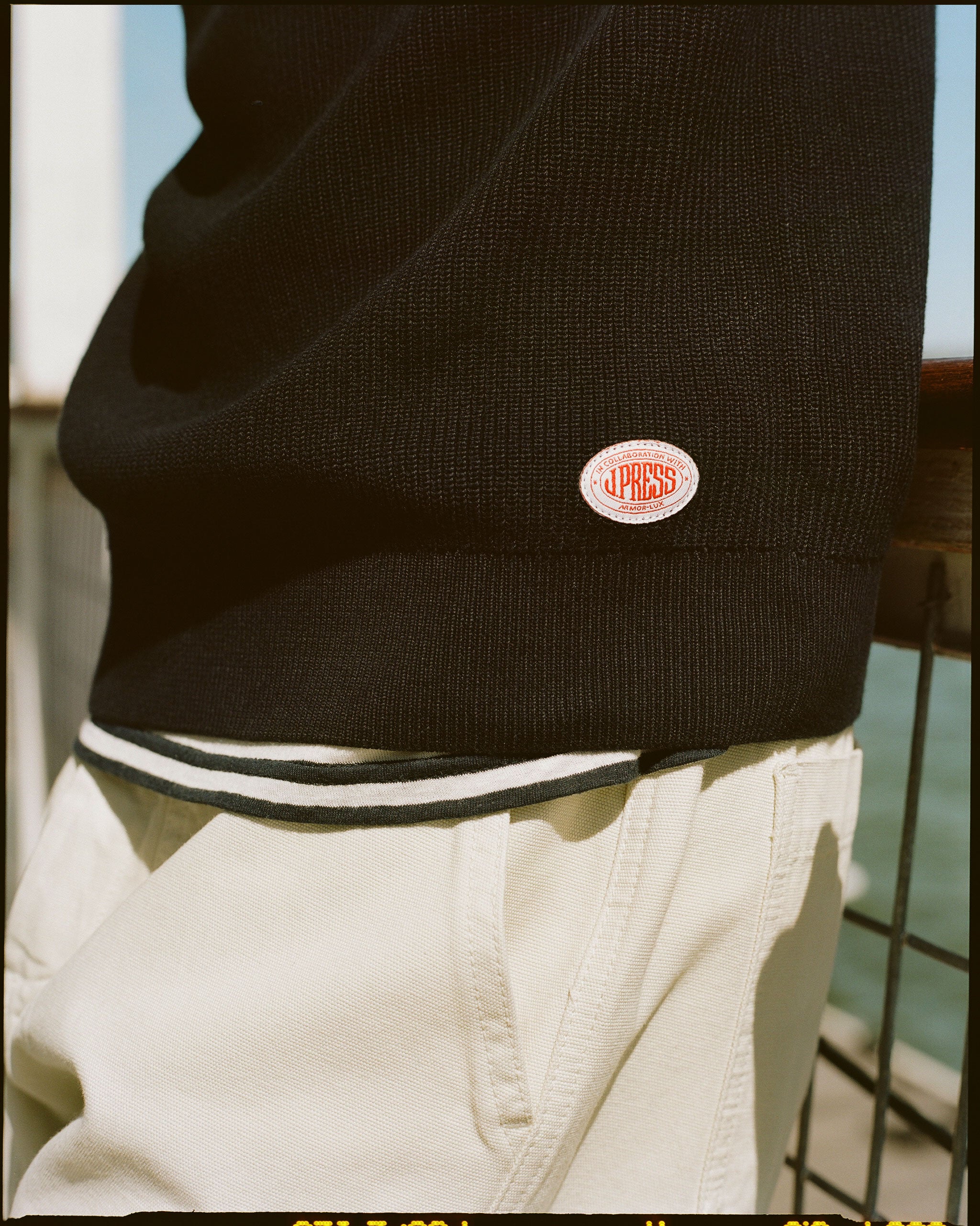 Armor-Lux Navy Bold White Stripe Cotton Sweater