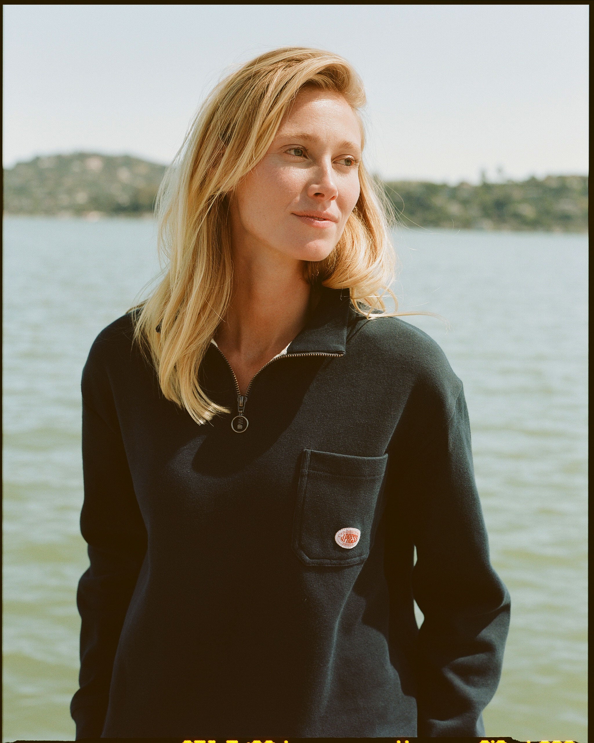 Armor-Lux Navy Quarter-Zip Organic Cotton Sweatshirt