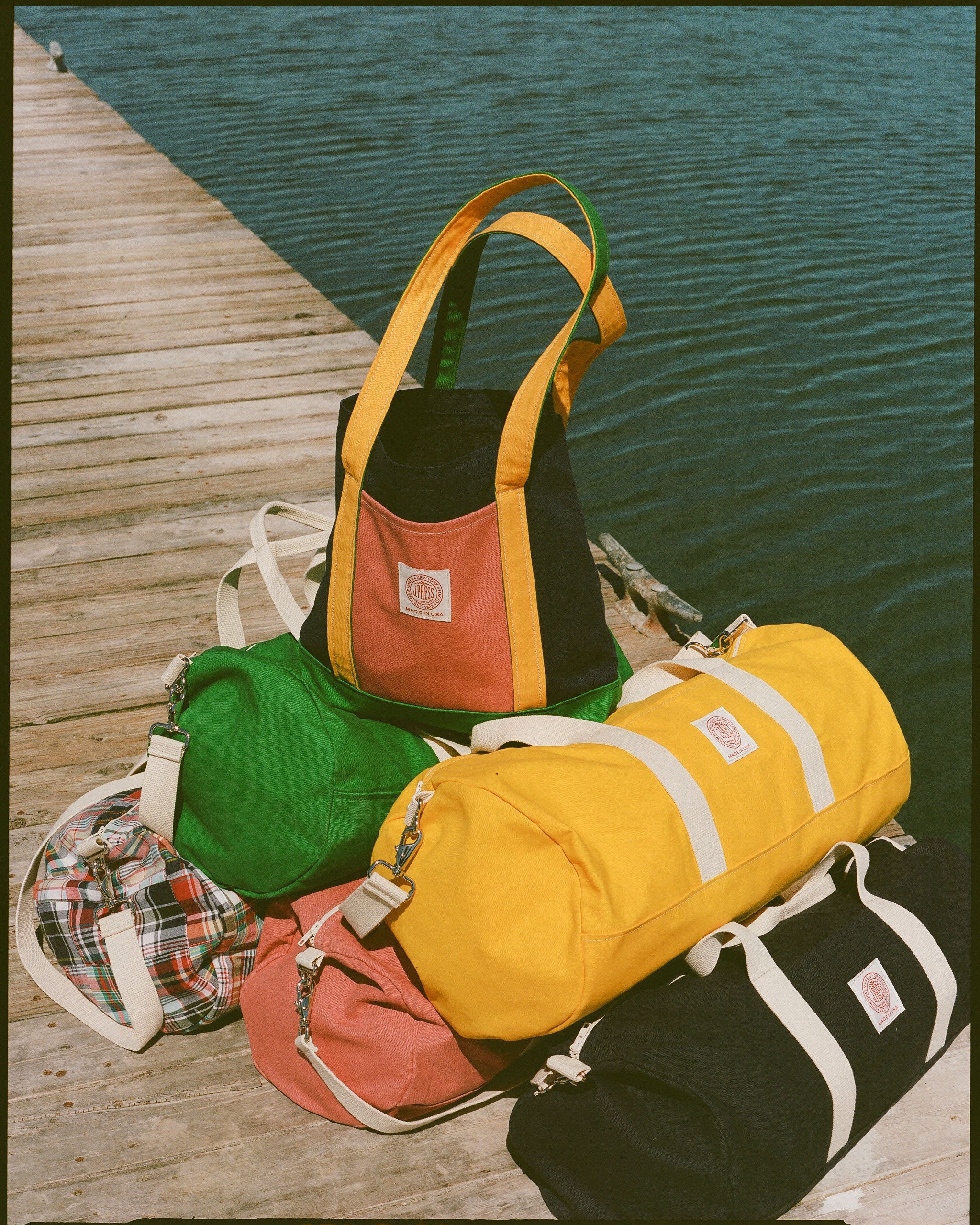 Made-in-USA Patch Madras Duffel Bag
