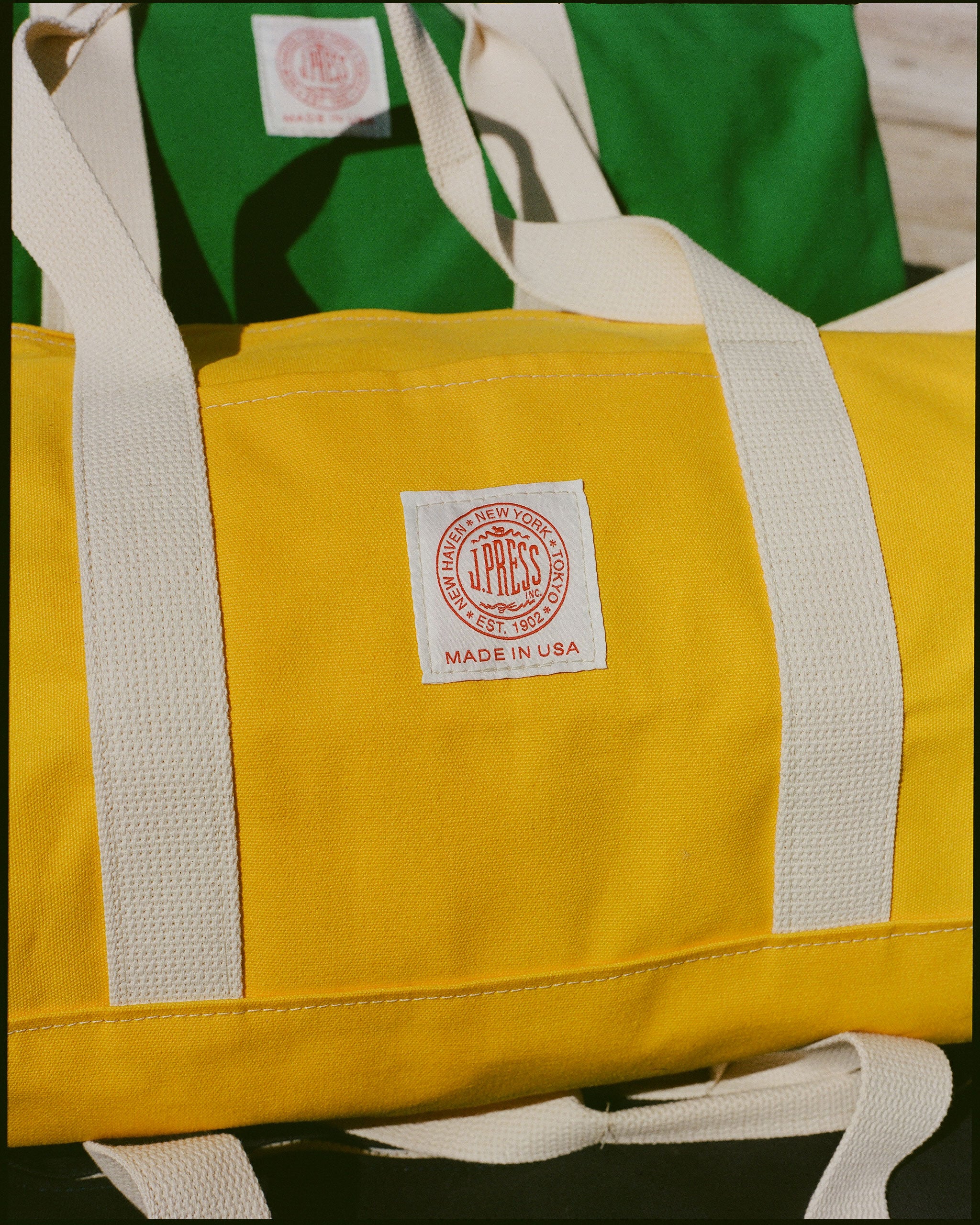 Made-in-USA Yellow Canvas Duffel Bag