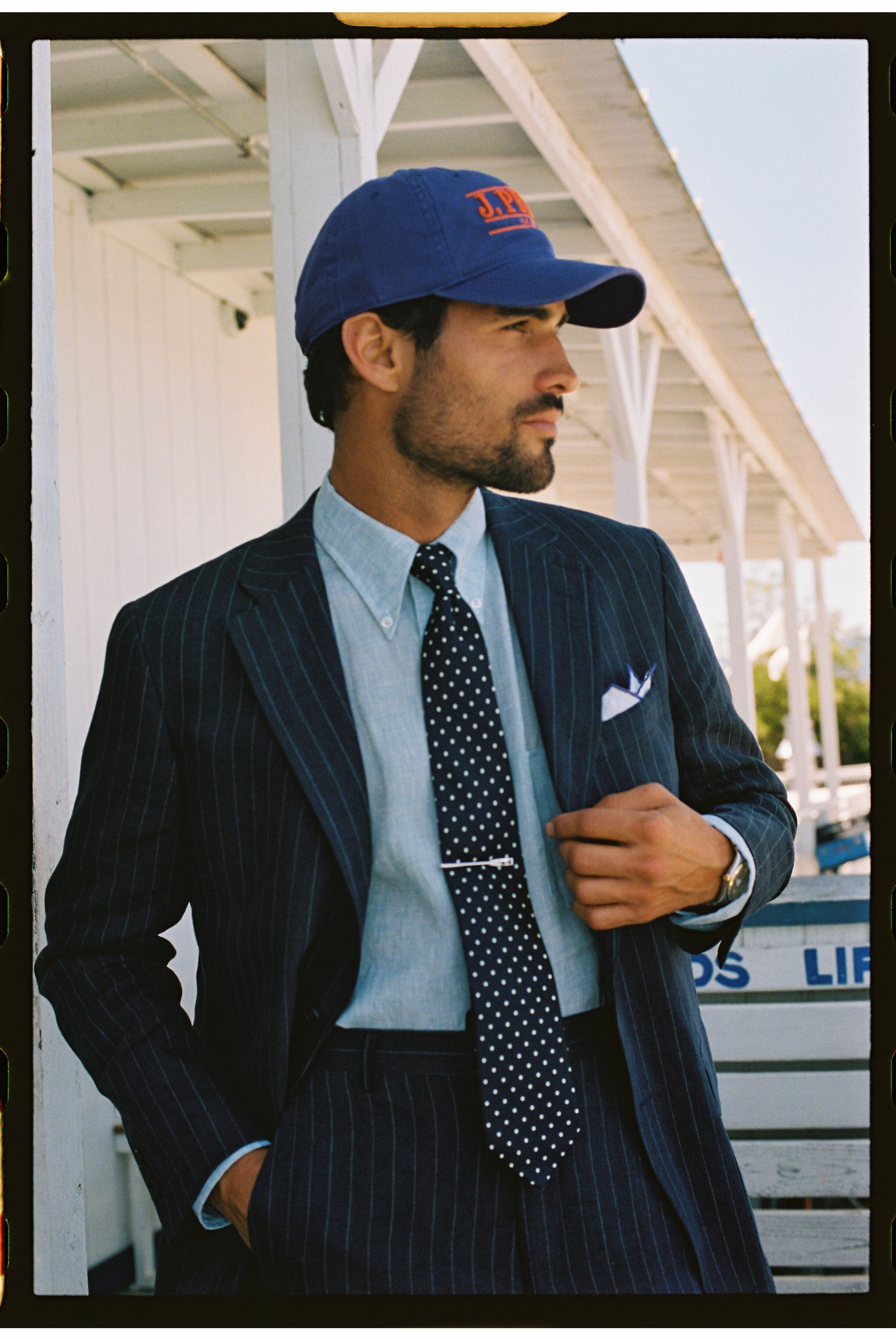 Made-in-USA Navy Chalkstripe Worsted Wool Suit