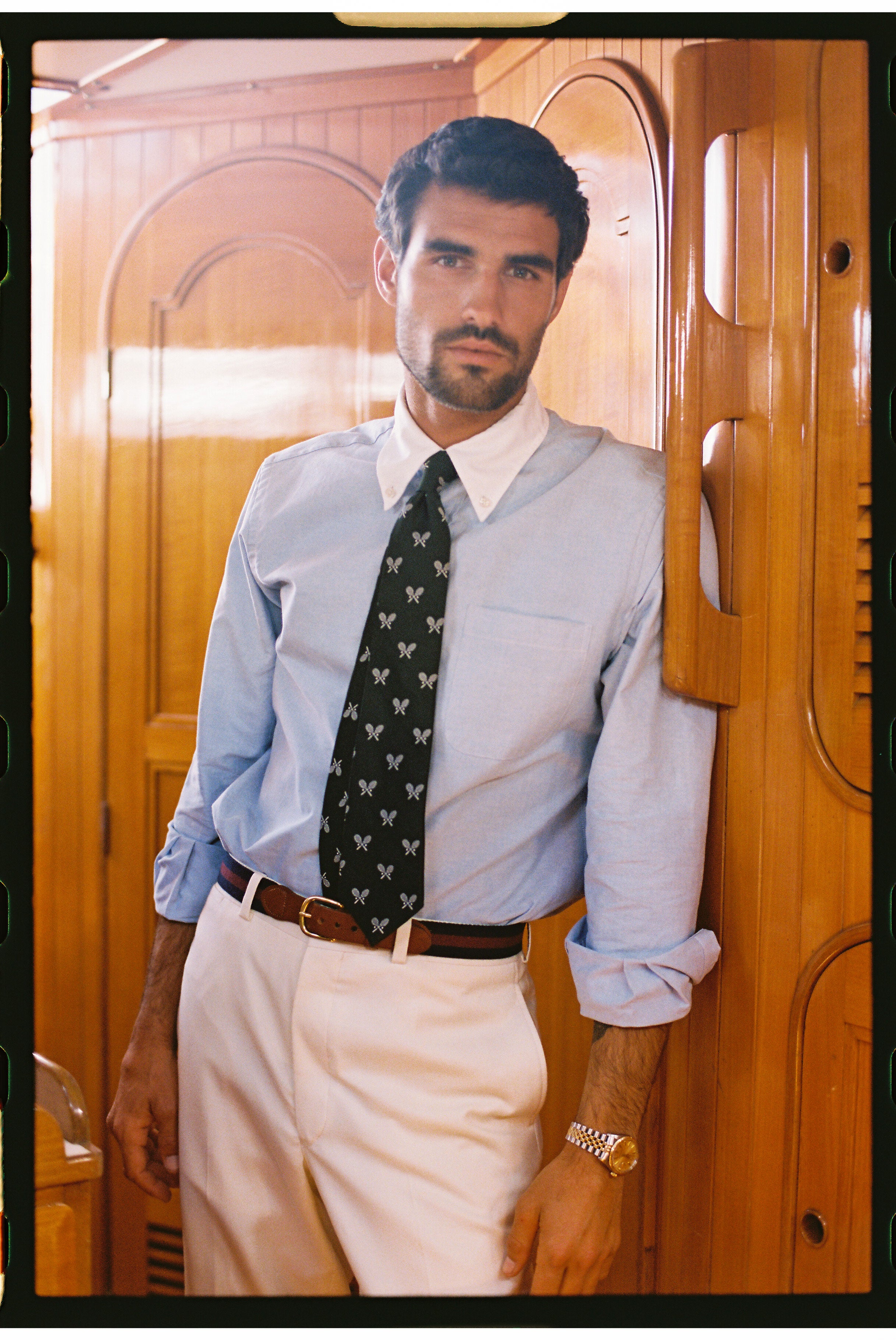 Made-in-USA Thomas Mason Blue Contrast Collar French Cuff Dress Shirt - Classic Fit 16 x 32 Made-in-USA Thomas Mason Blue Contrast Collar French Cuff Dress Shirt - Classic Fit 16 x 32