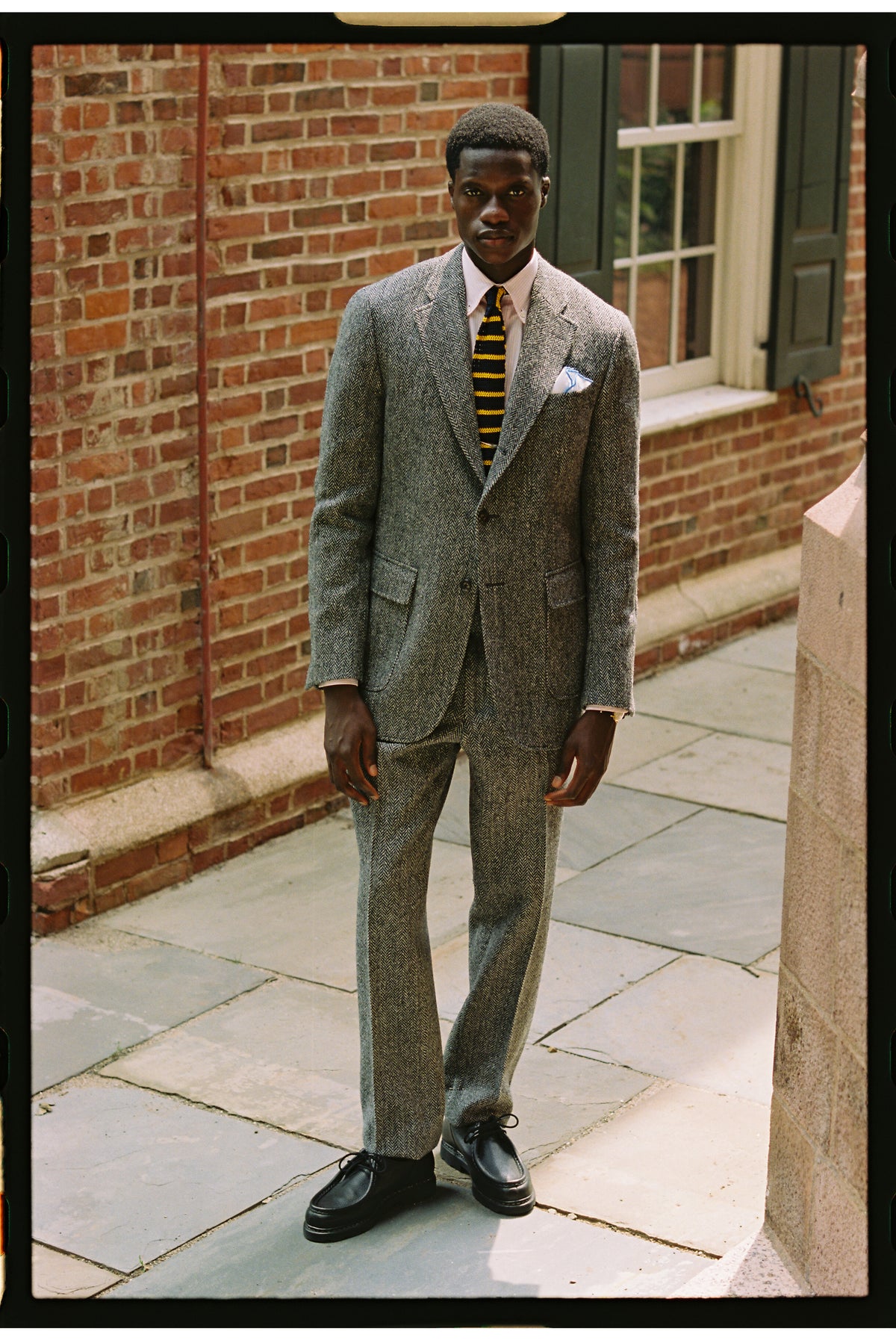 Made-in-Canada Black & White Herringbone Harris Tweed Sport Coat