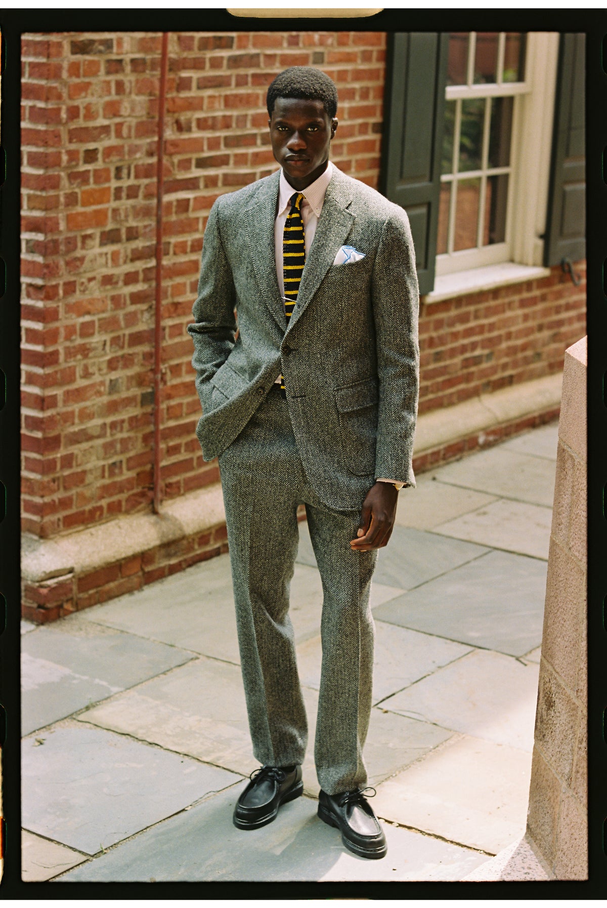 Made-in-Canada Black & White Herringbone Harris Tweed Trouser