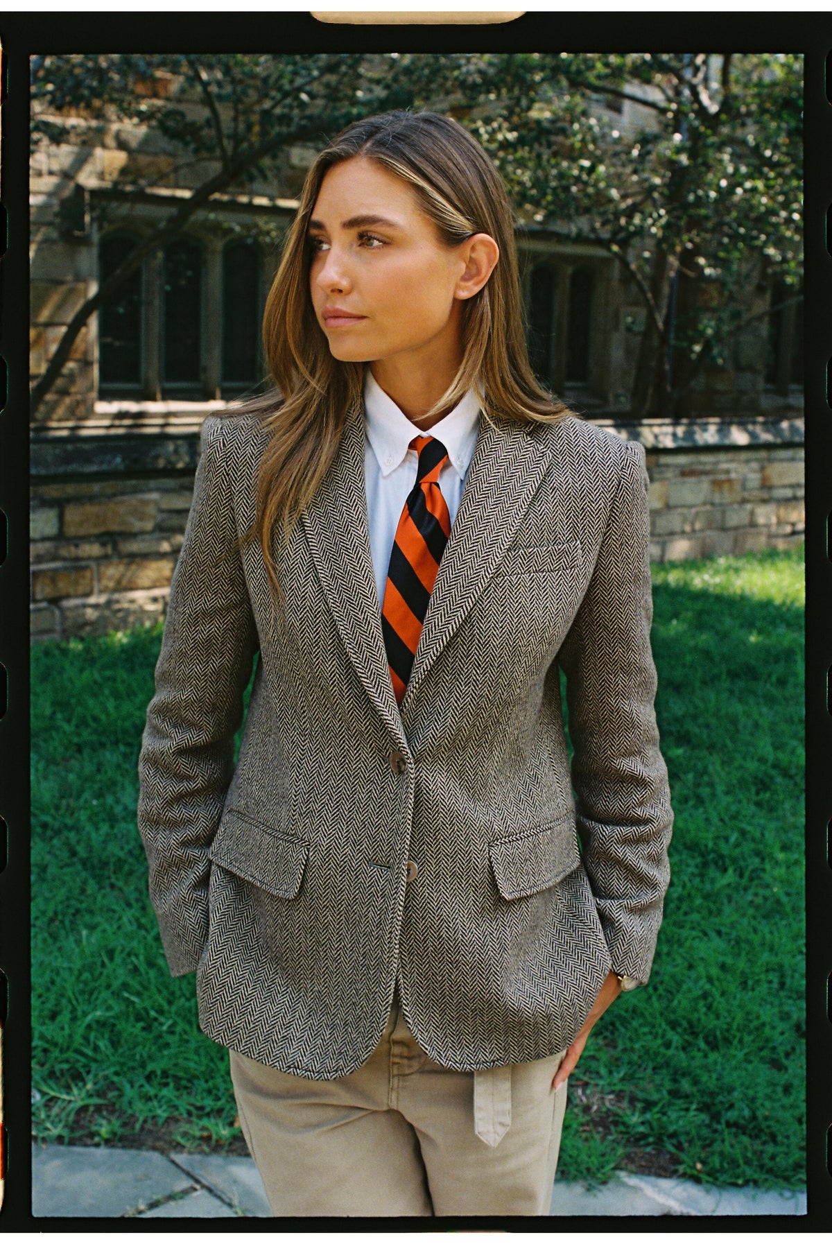 Made-in-USA Women's Black & Cream Herringbone Sport Coat