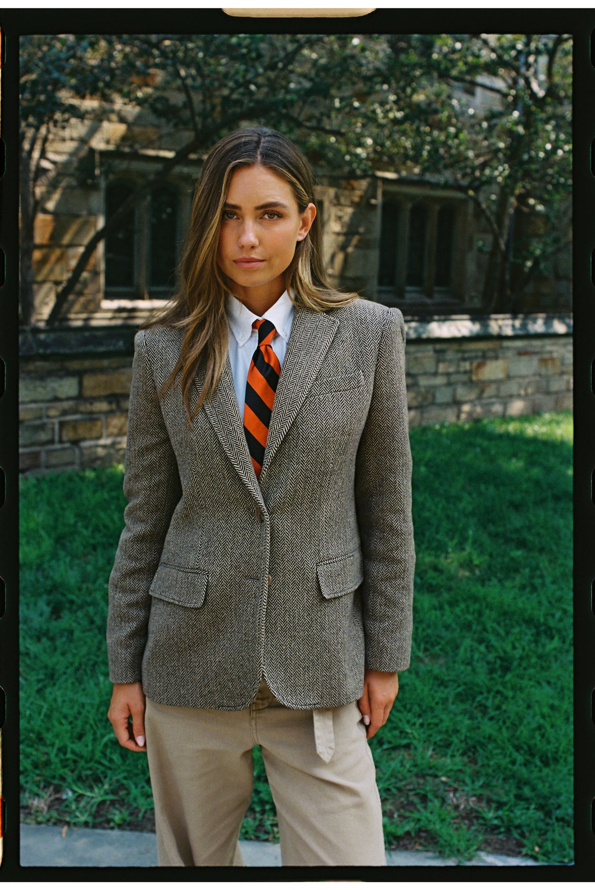 Made-in-USA Women's Black & Cream Herringbone Sport Coat