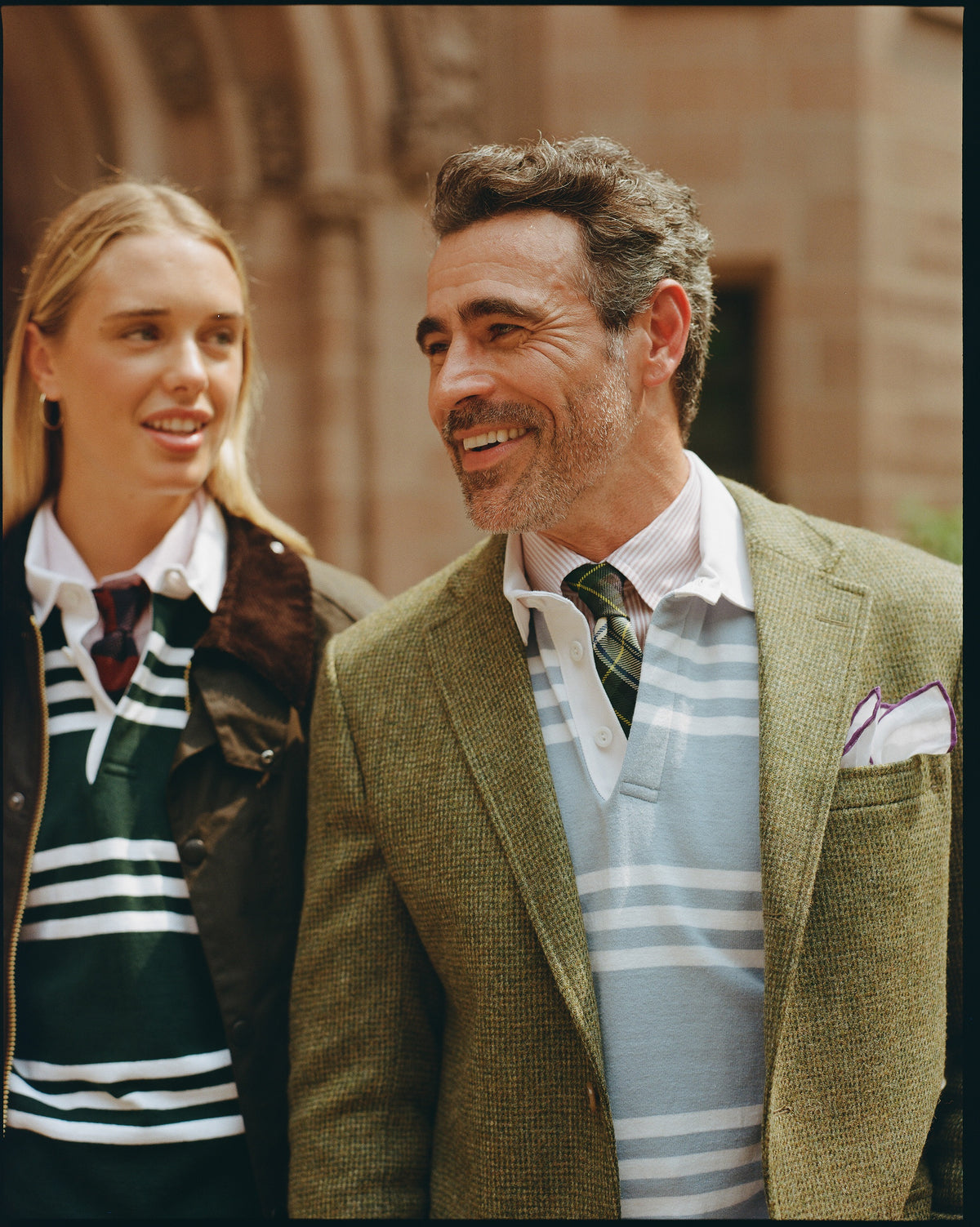 Made-in-USA Green & White Triple Stripe Cotton Rugby