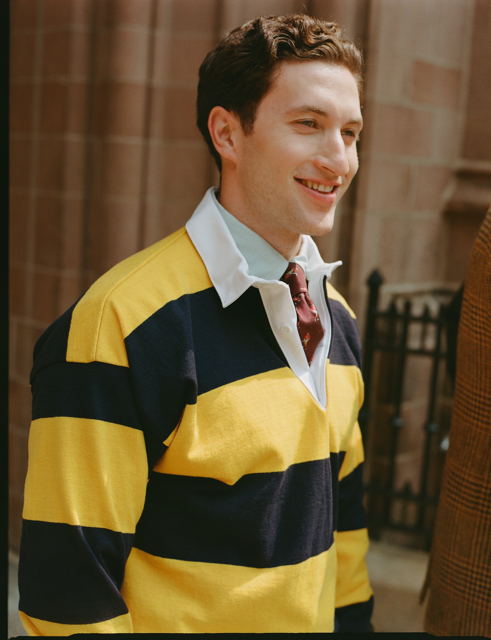 Made-in-USA Gold & Navy Guard Stripe Cotton Rugby