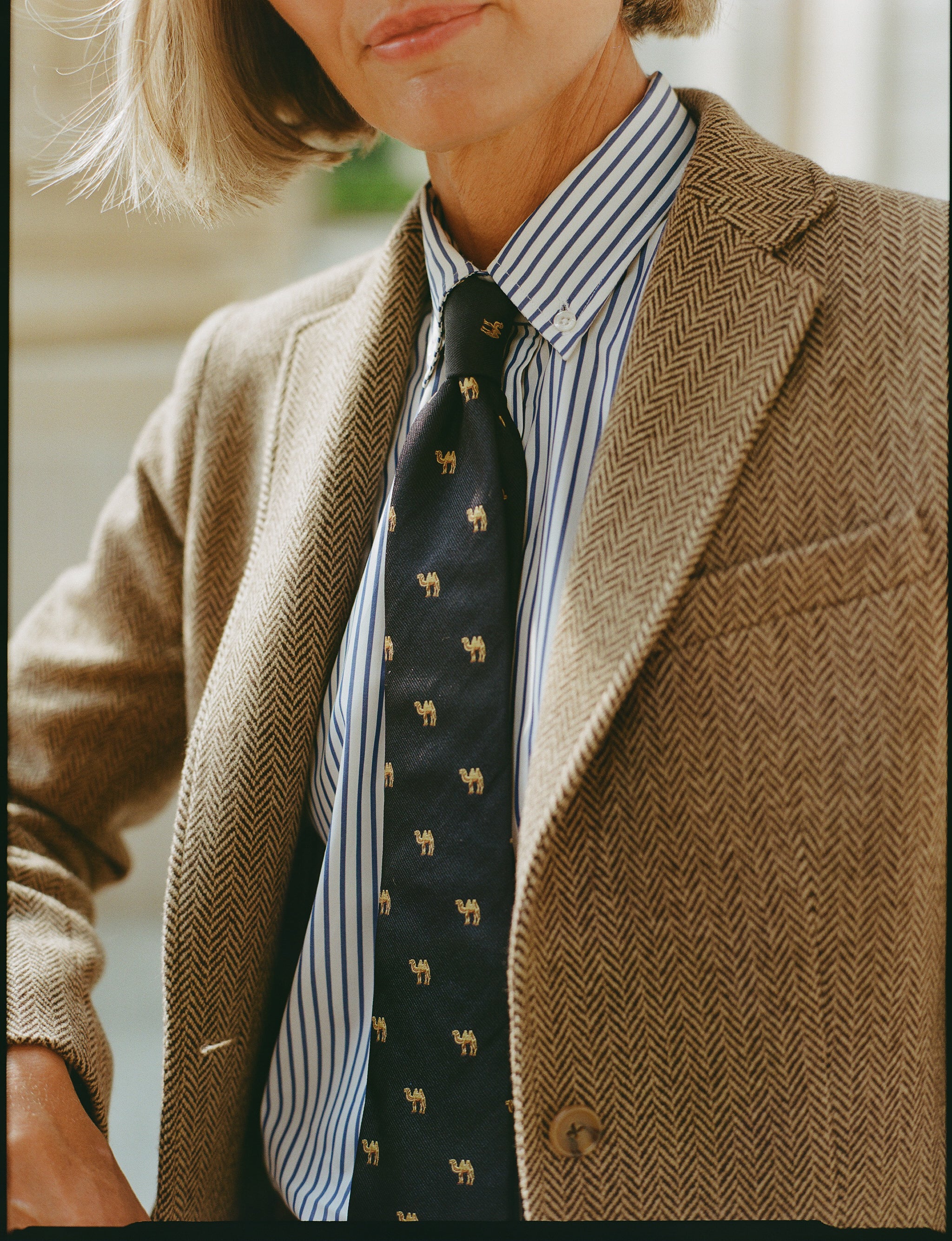 Made-in-USA Women's Brown & Tan Herringbone Sport Coat