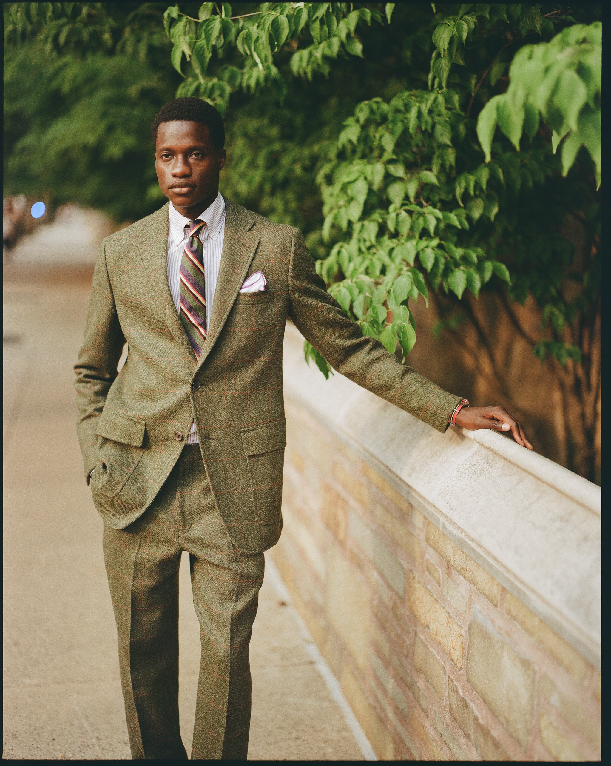 Olive Windowpane Cheviot Tweed Sport Coat | J. PRESS
