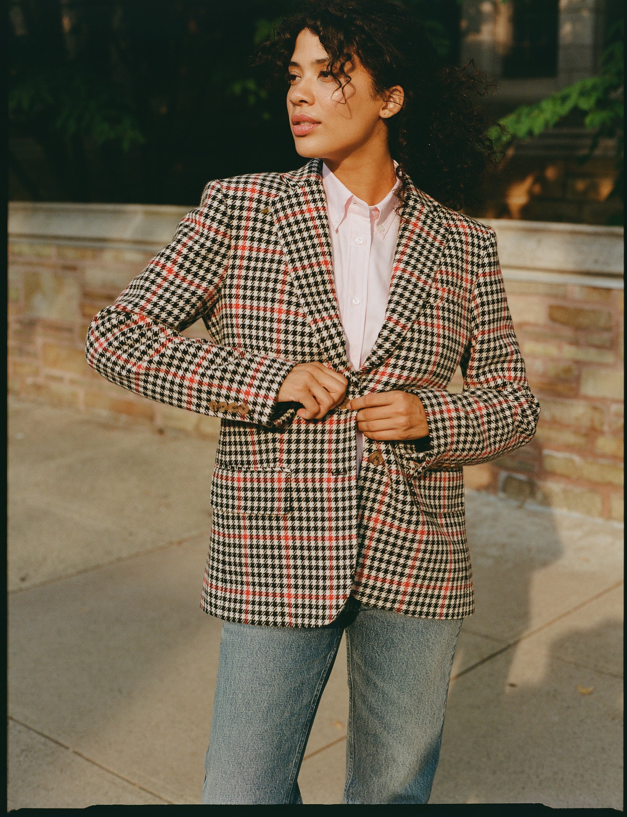 Made-in-USA Women's Black & White Check with Red Windowpane Sport Coat