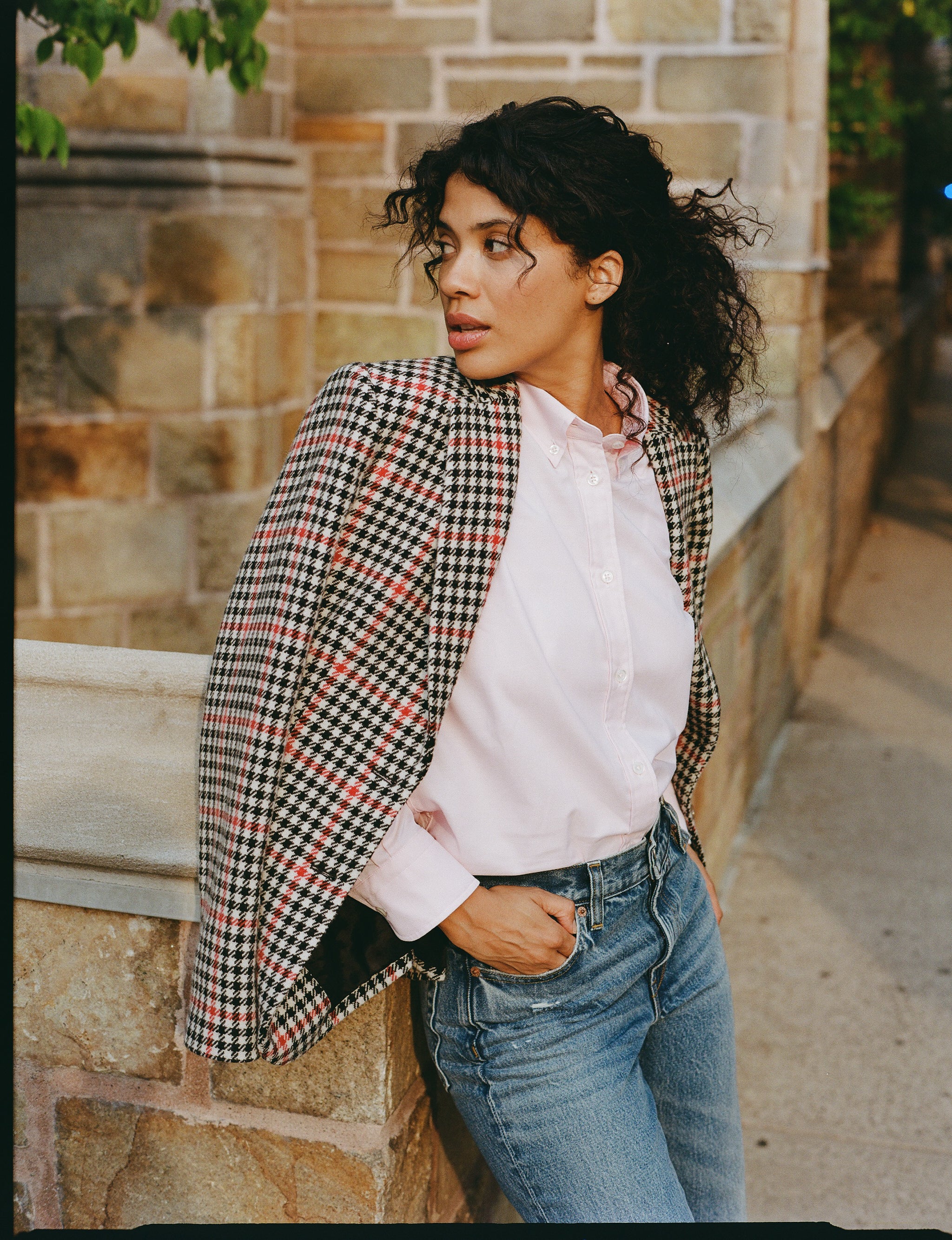 Made-in-USA Women's Black & White Check with Red Windowpane Sport Coat